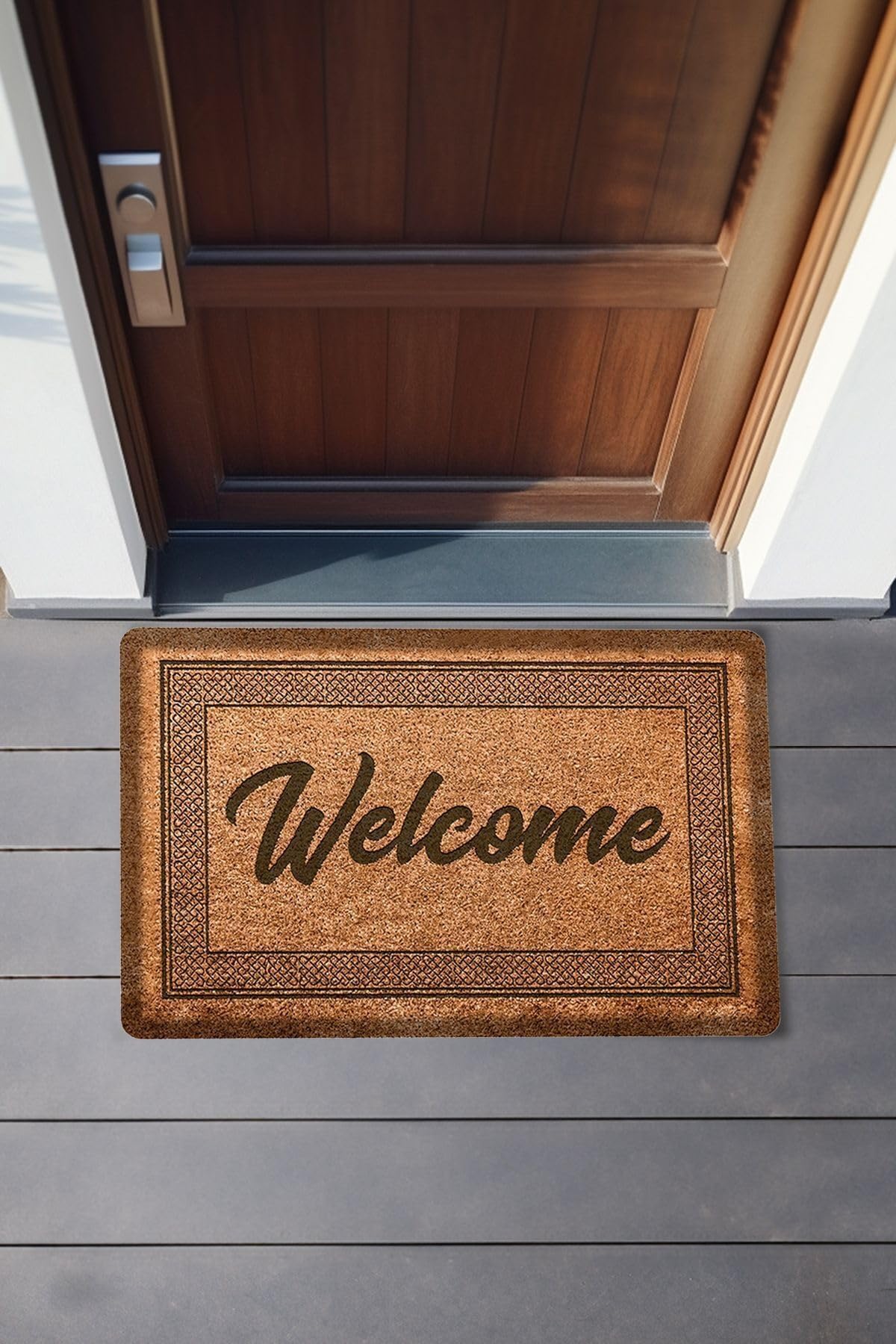 Dekoratif Welcome Kahverengi Kapı Önü Paspası 45 x 65