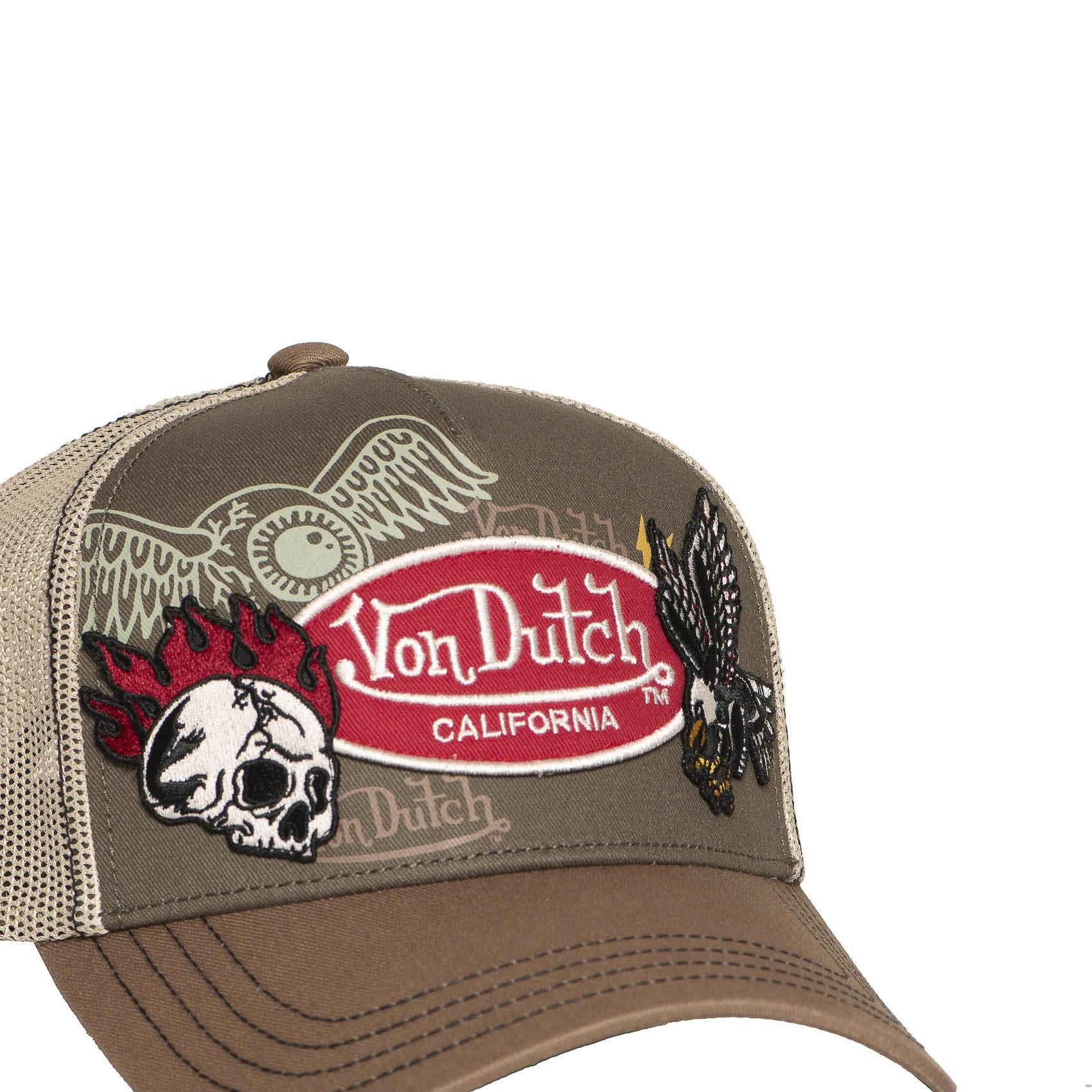 Von Dutch Casquette Homme & Femme, Trucker Patches, Kaki 12