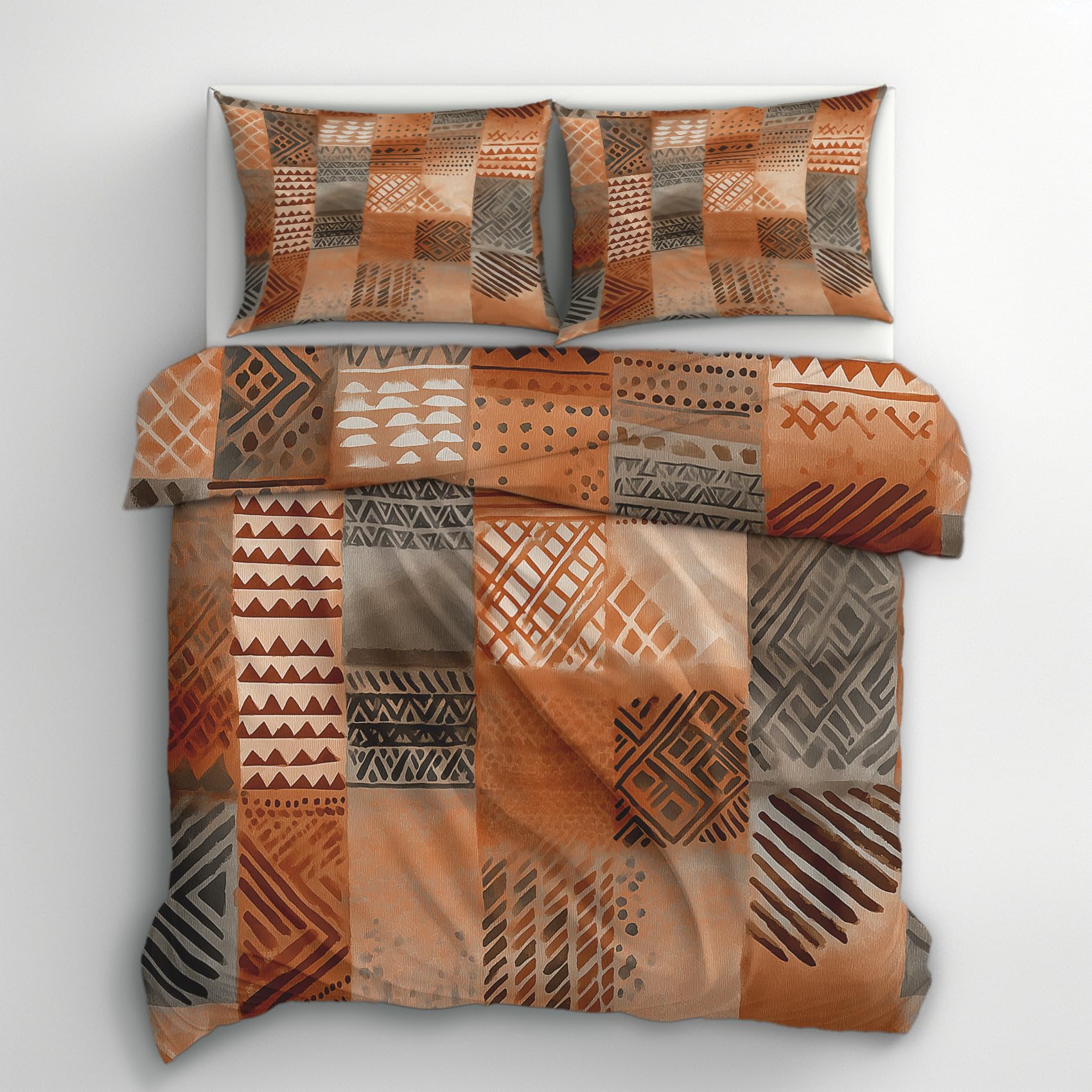 Cadeau déco chambre adulte enfant : parure de lit motif Afrique orange
