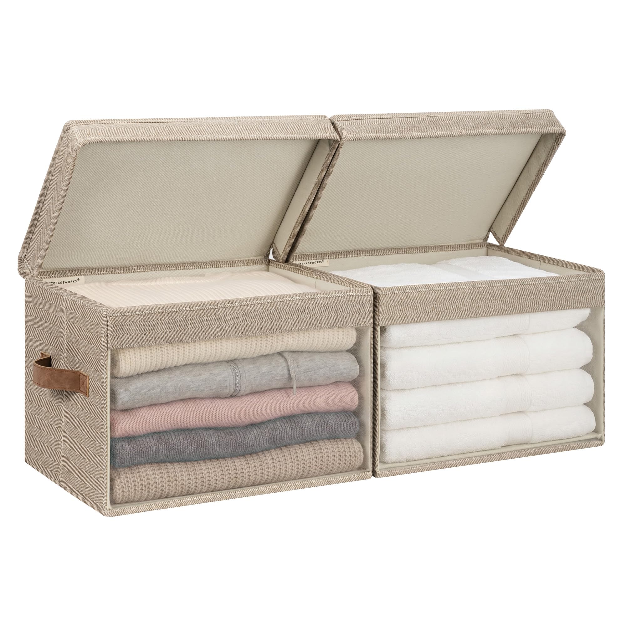 StorageWorks Fabric Storage Bins with Lids, Large Closet Storage Bins