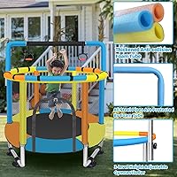 Vista 4 de Trampolín para niños de 1 a 8 años, trampolín pequeño de 55 pulgadas con red de seguridad y barra de gimnasia ajustable, mini trampolines para bebés