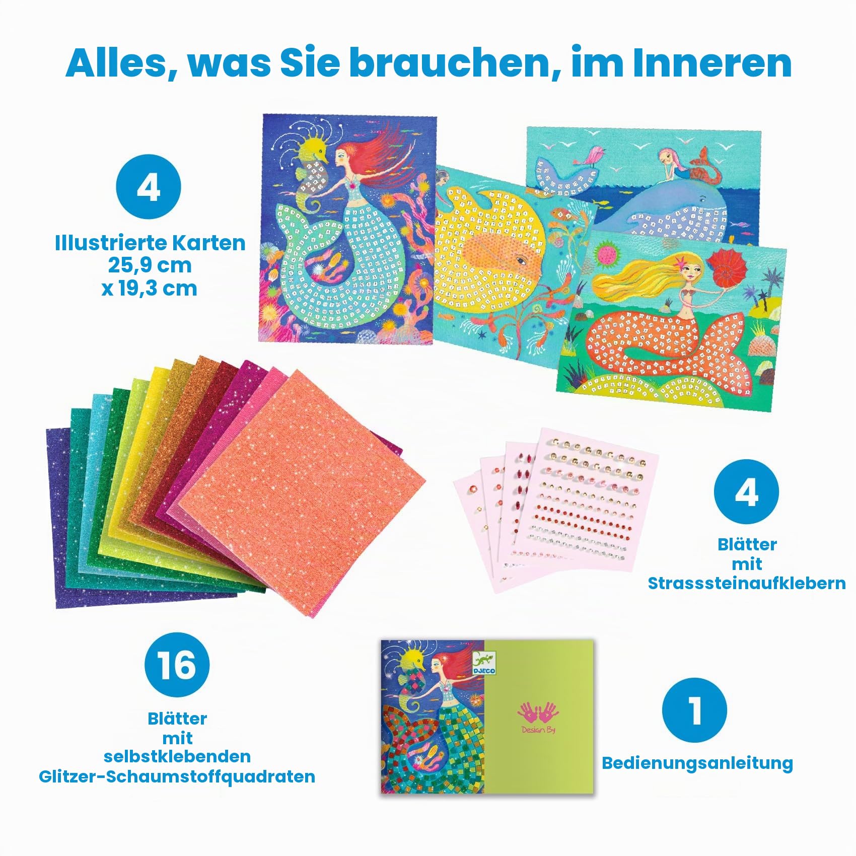 DJECO Mosaik-Box EL Lied der Meerjungfrauen (39423), Mehrfarbig (1)