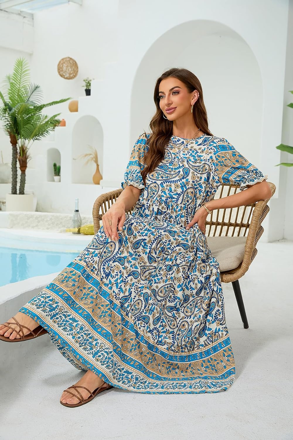 2026 Women’s Floral Dress Casual Tiered Flowy A-Line Summer Dress with Pockets - Image 4