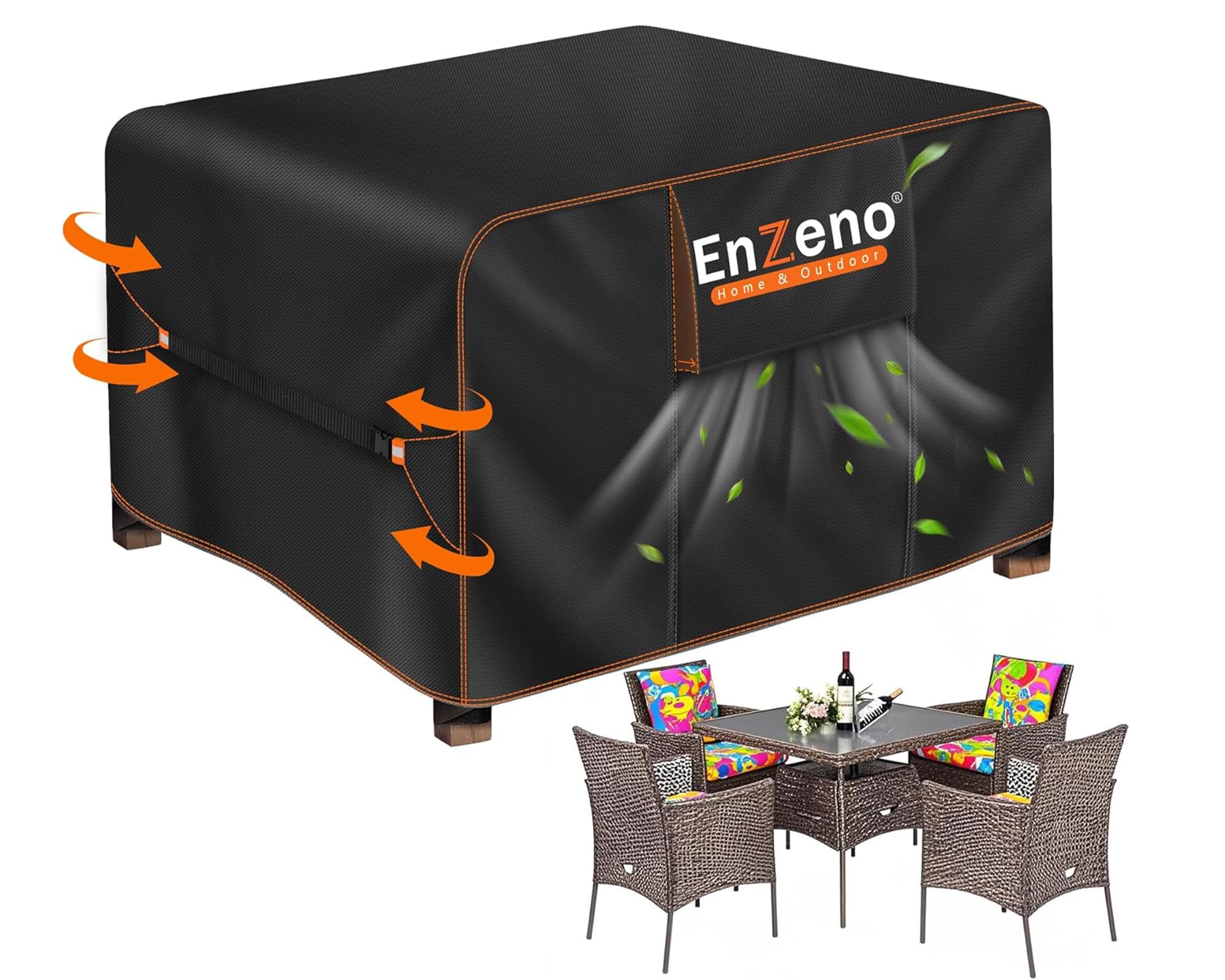 Enzeno Garden Furniture Cover Round Waterproof, Garden Table Covers with Air Vent, Round Patio Furniture Cover 420D Oxford Cloth Patio Outdoor Circular Table Covers Windproof (190x80cm) — view 12