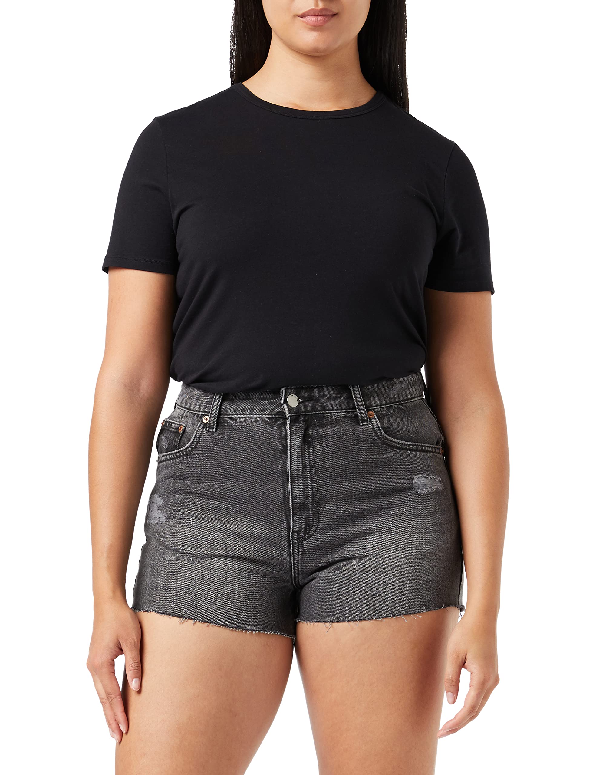 Dr. Denim Women's Skye Denim Shorts, Cyclone Black Vintage Ripped, 28W UK