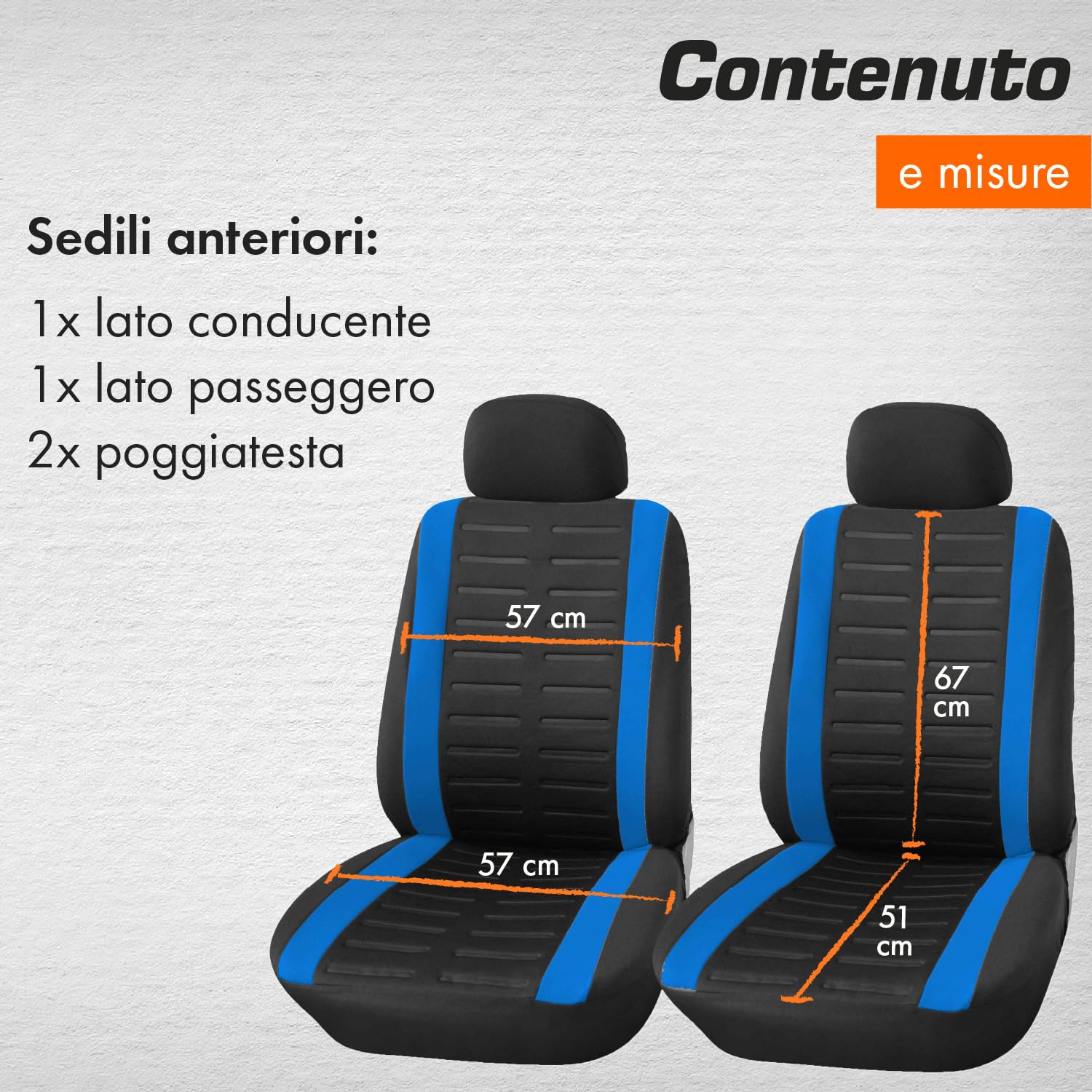 Coprisedili Anteriori Universali In Similpelle - Blu, Per Auto, Camper E Furgoni (Confezione 1+1) - 4
