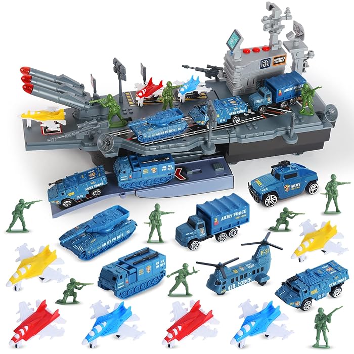 Buy 33 PCs Aircraft Carrier Playset, 16 Inch Aircraft Carrier Toy with