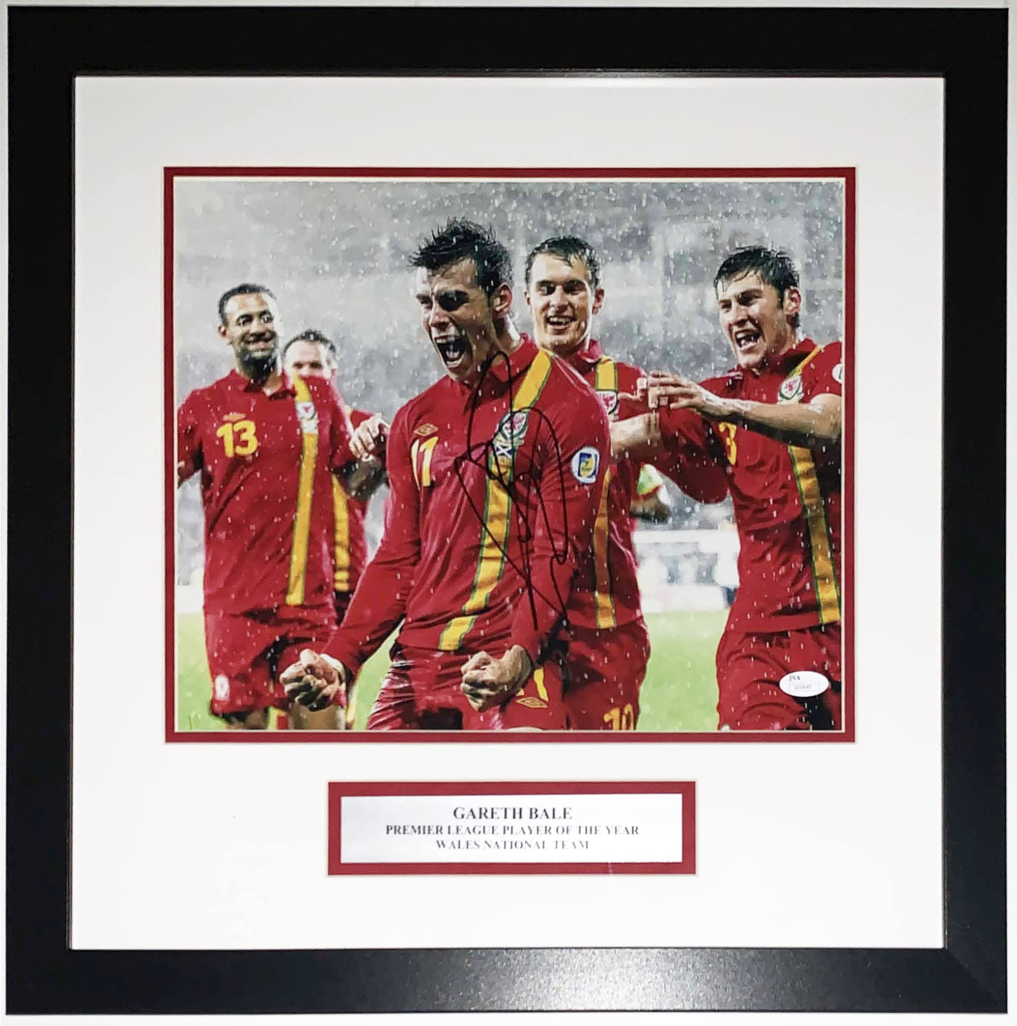 JSA Gareth Bale Signed Goal Celebration 11x14 Photo - JSA COA Authenticated - Professionally Framed & Plate