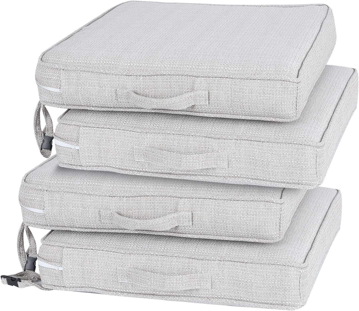 Outdoor Chair Cushions for Patio Furniture, Patio Chair Cushions, Waterproof Replacement Patio Furniture Cushions with Adjustable Ties, Portable Handle, 19x19x3 Inch Set of 4 Beige Beige Set of 4