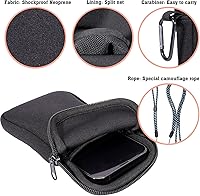 Vista 3 de Pwsap Calcetín para teléfono, bolsa de neopreno universal resistente a golpes e impactos con mosquetón y correa de cordón, funda para senderismo