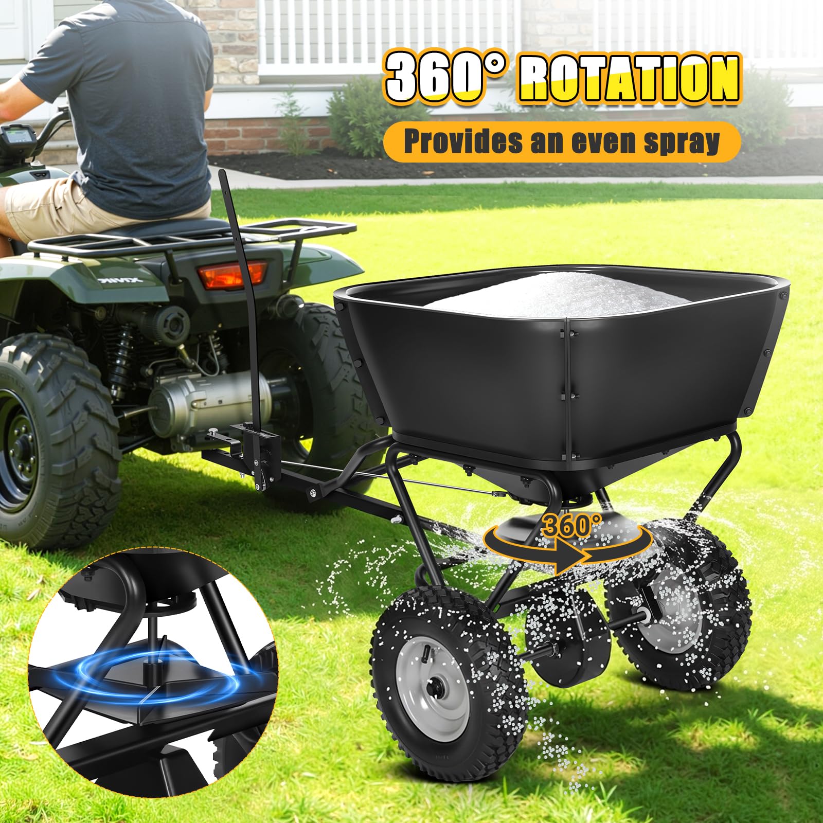 HVDI Pull Behind Broadcast Spreader do kosiarki, ATV i traktora