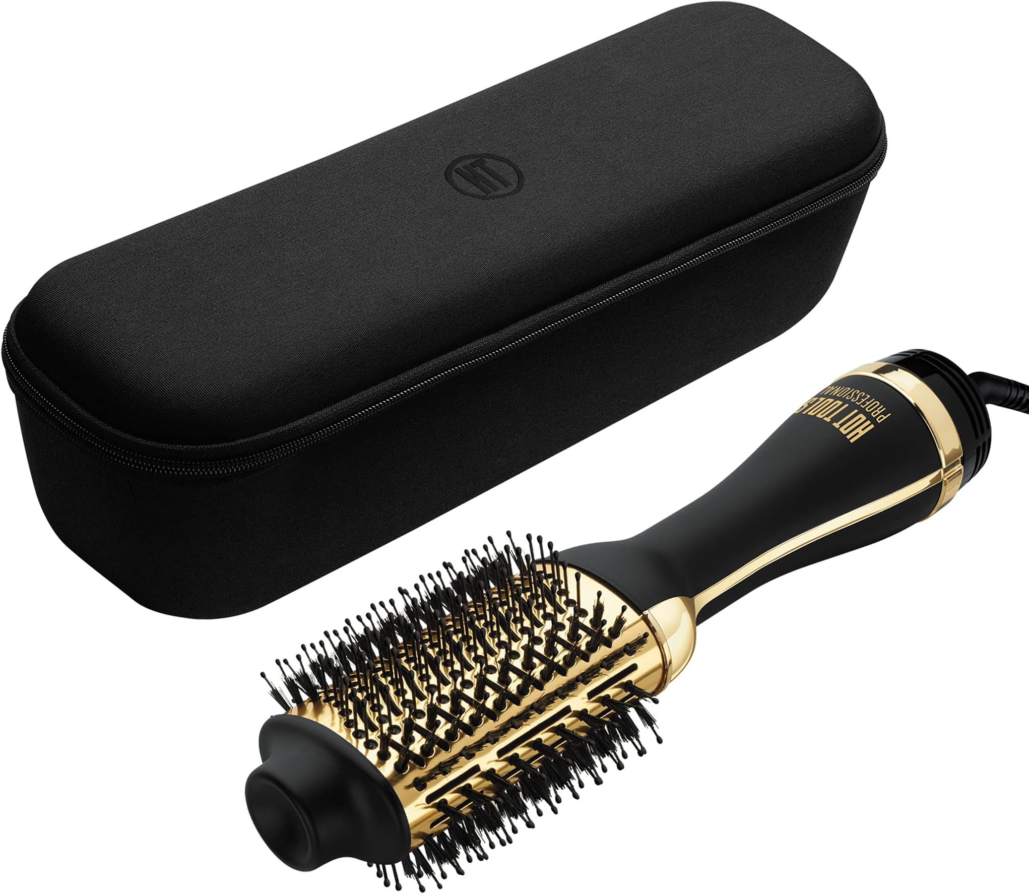 Professional 24K Gold One Step Volumizer and Storage Black Case Styling Bundle