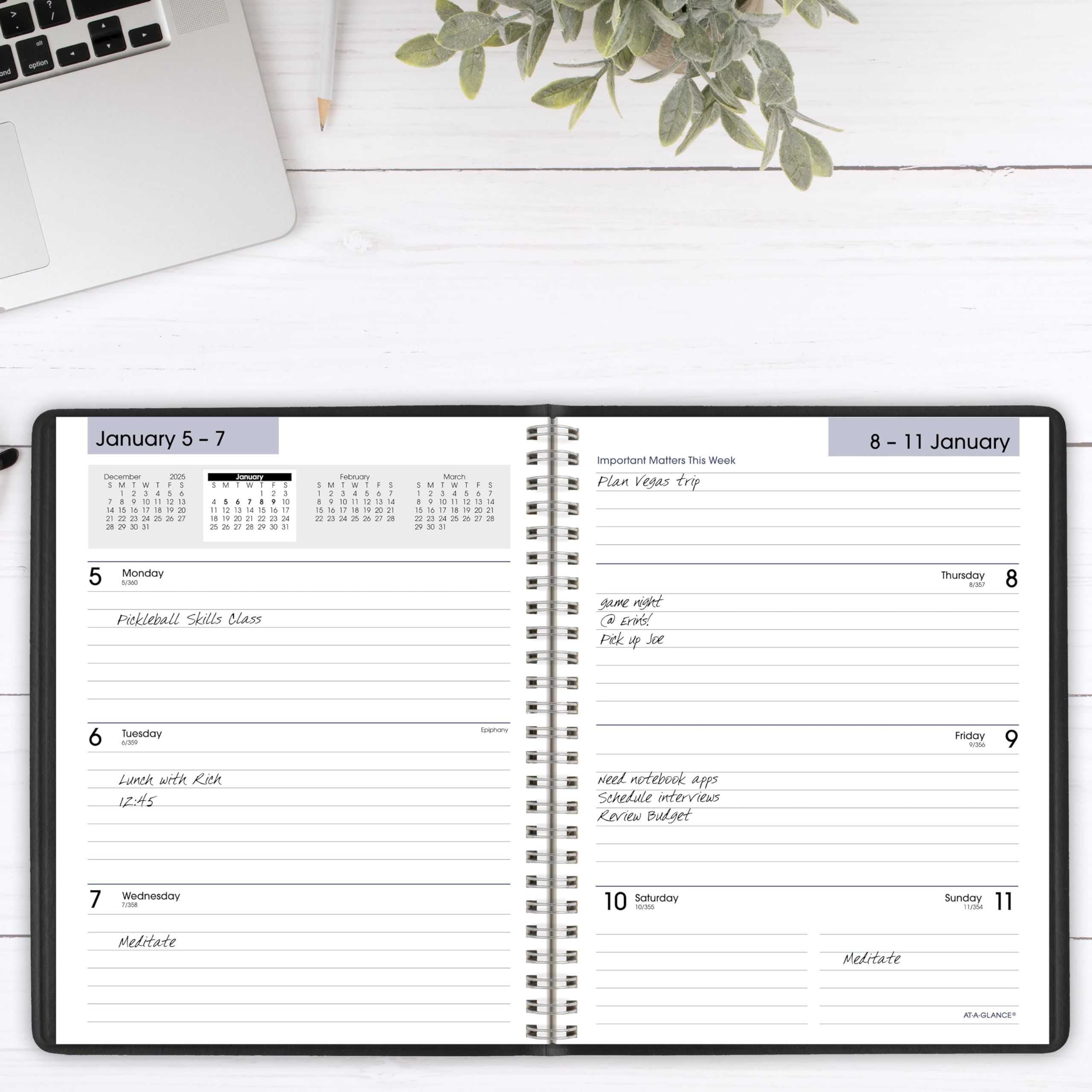 AT-A-GLANCE Agenda 2026, settimanale e mensile, 17,8 x 22,2 cm, media, Executive, DayMinder, nero (G5460026)