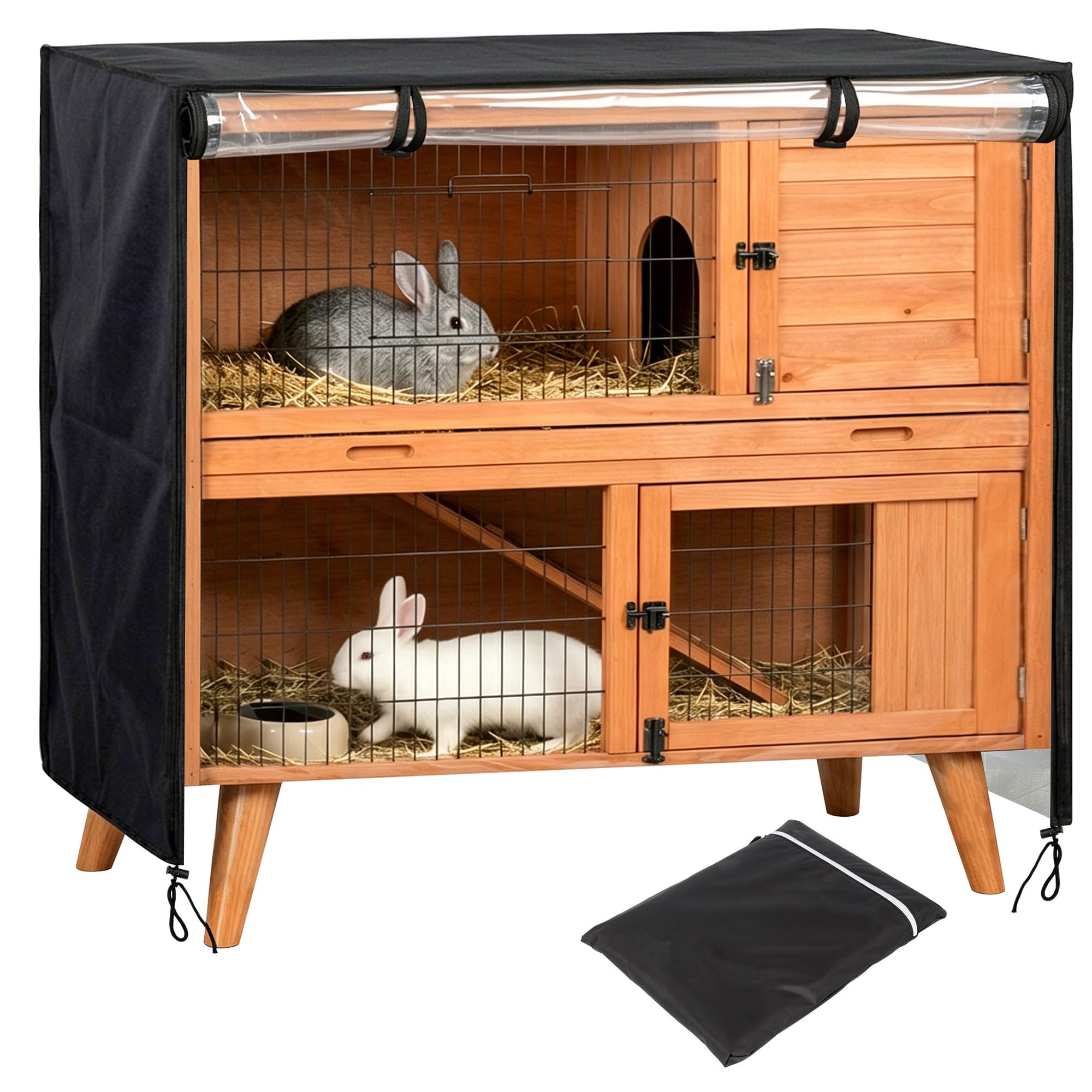 rloao Double Rabbit Hutch Cover, 122 x 105 x 50 cm