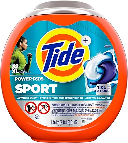 Vista 10 de Tide Power Pods - Paquete de detergente para ropa con Febreze Sport, 32 unidades, Febreze Freshness con defensa de olores deportivos
