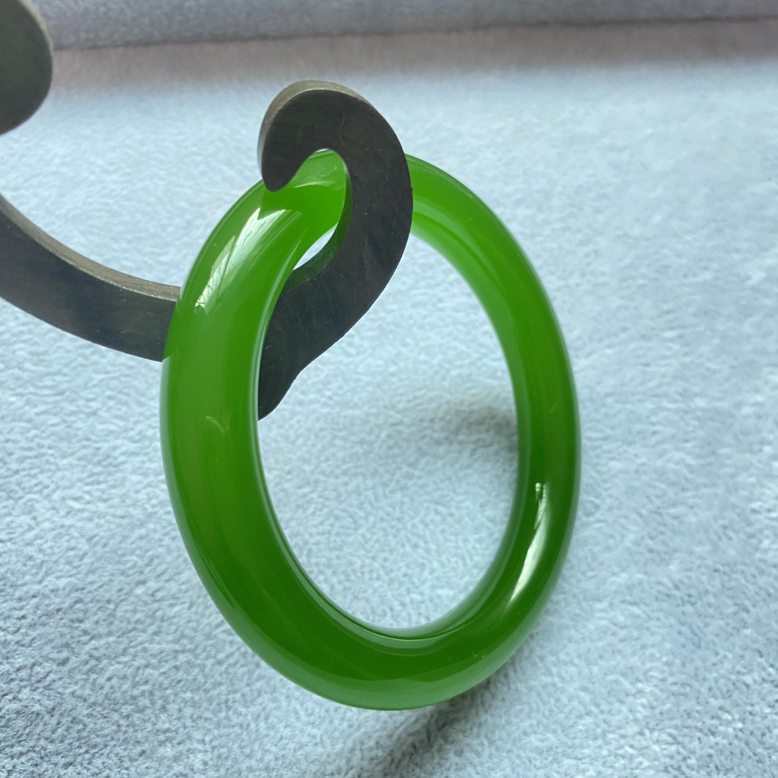 Brazalete de Jade Estrecho a la para Mujer, Riqueza China, Buena Suerte, Brazalete de Piedra de Jade Verde auténtico Vintage para Boda y cumpleaños
