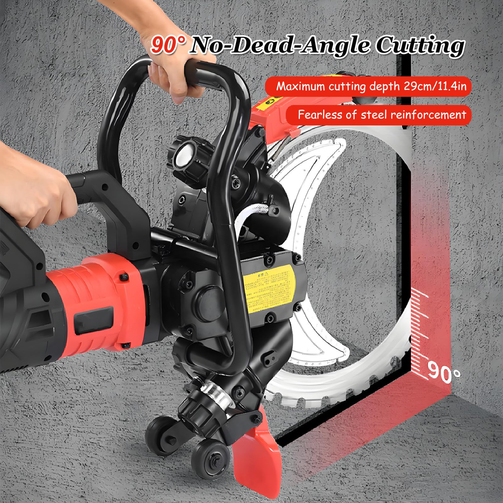 Scie Annulaire Électrique à Béton 410mm 9500W avec Pompe à Eau & Lame, Coupe Humide Professionnelle avec Suppression de Poussière pour Rainurage dans le Béton, la Briquie, la Pierre et les Armatures