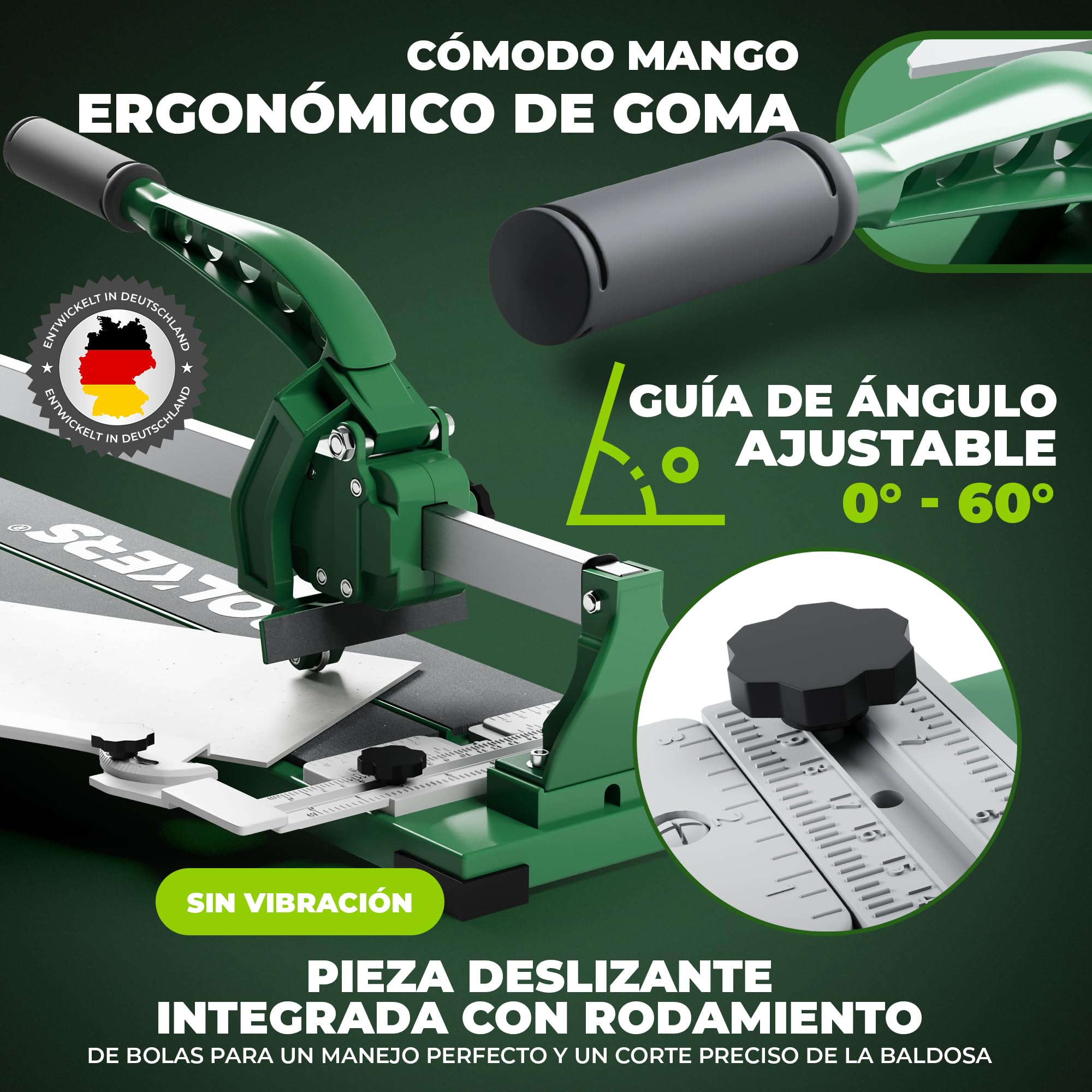 ProCut S 600 cortadora de azulejos - corta azulejos 600mm de longitud de corte - precisión con la rueda de corte de carburo de tungsteno con rodamiento de bolas - con sello magnético