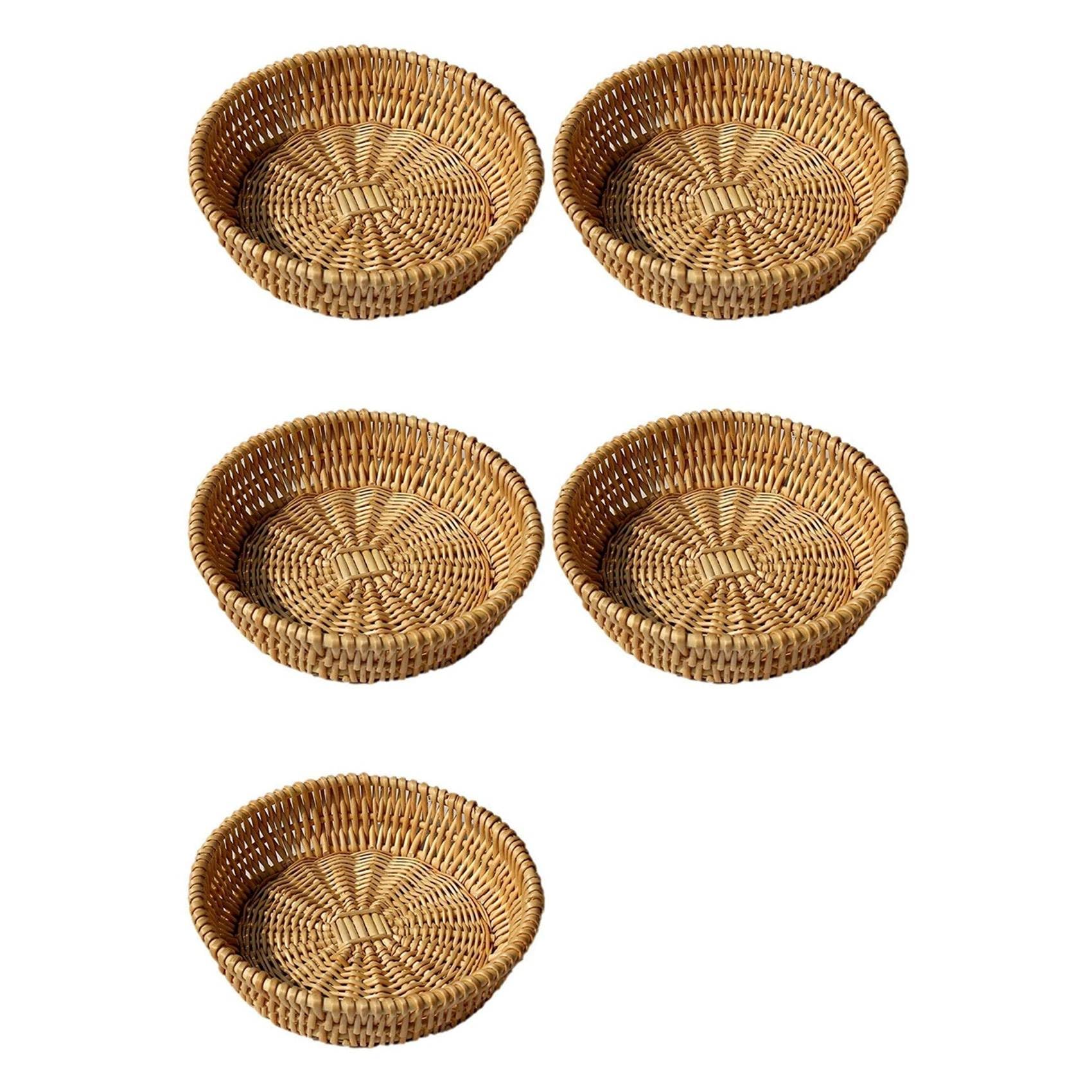 Hndhbfgrt 5X Hand-Woven Basket, Wicker Basket, Food Serving Basket for Bread, Fruit, Vegetable Storage, Gift Basket 25 X 8cm