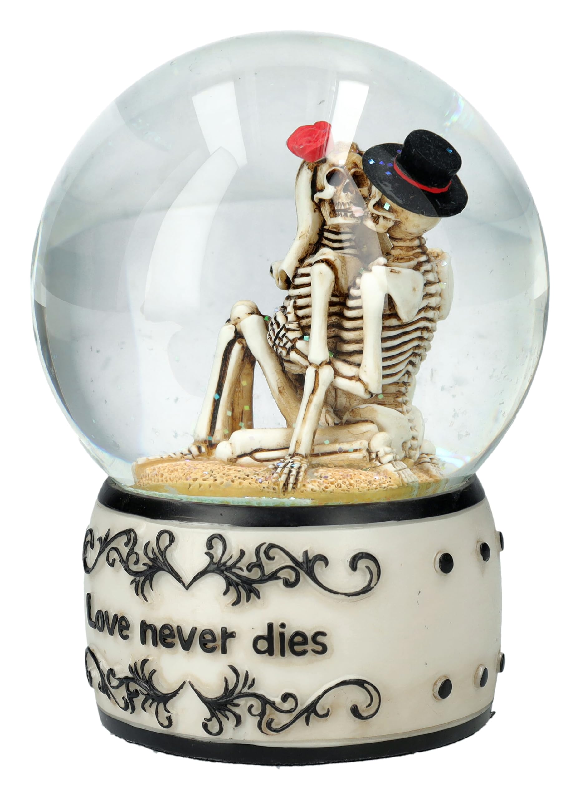 Pacific Giftware Boule à neige romantique - Motif couple de mariés - 13,5 cm - Love Never Dies - Décoration gothique - Amour - Figurine de Saint-Valentin