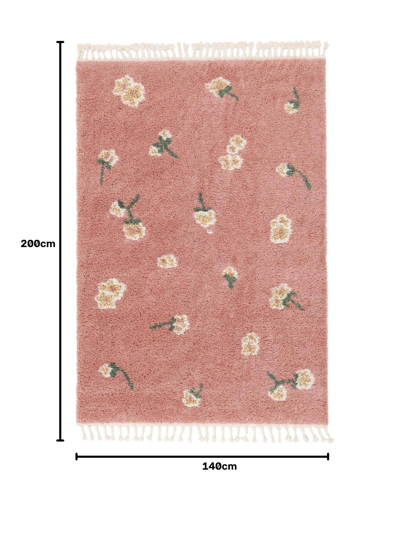 RugVista Linnea, Alfombra Infantil, Modernas, 140 x 200 cm, Rectangular, Pelo Medio, Sala de Estar, Cuarto del bebé, Dormitorio, Limpieza en seco, Sin Productos químicos peligrosos, Rosa