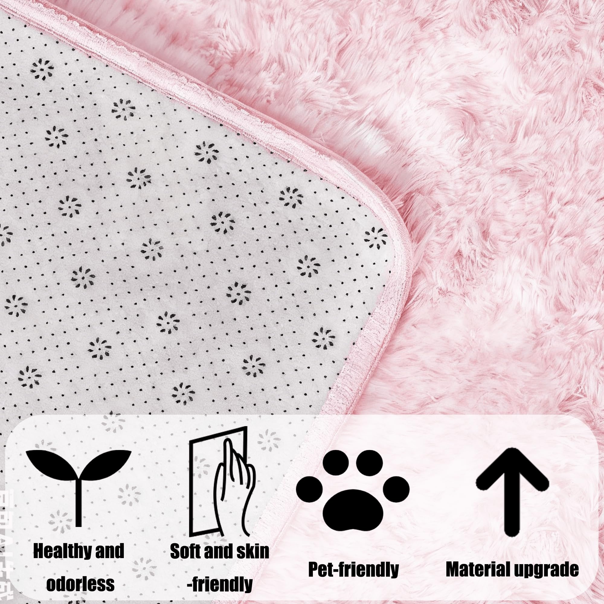 Tappeto Salotto Pelo Lungo 370 x 380 cm Peluche Tappeto a Pelo Lungo Salotto Aspetto Pelliccia per Soggiorno, Camera da Letto e Ingresso, Rosa Chiaro