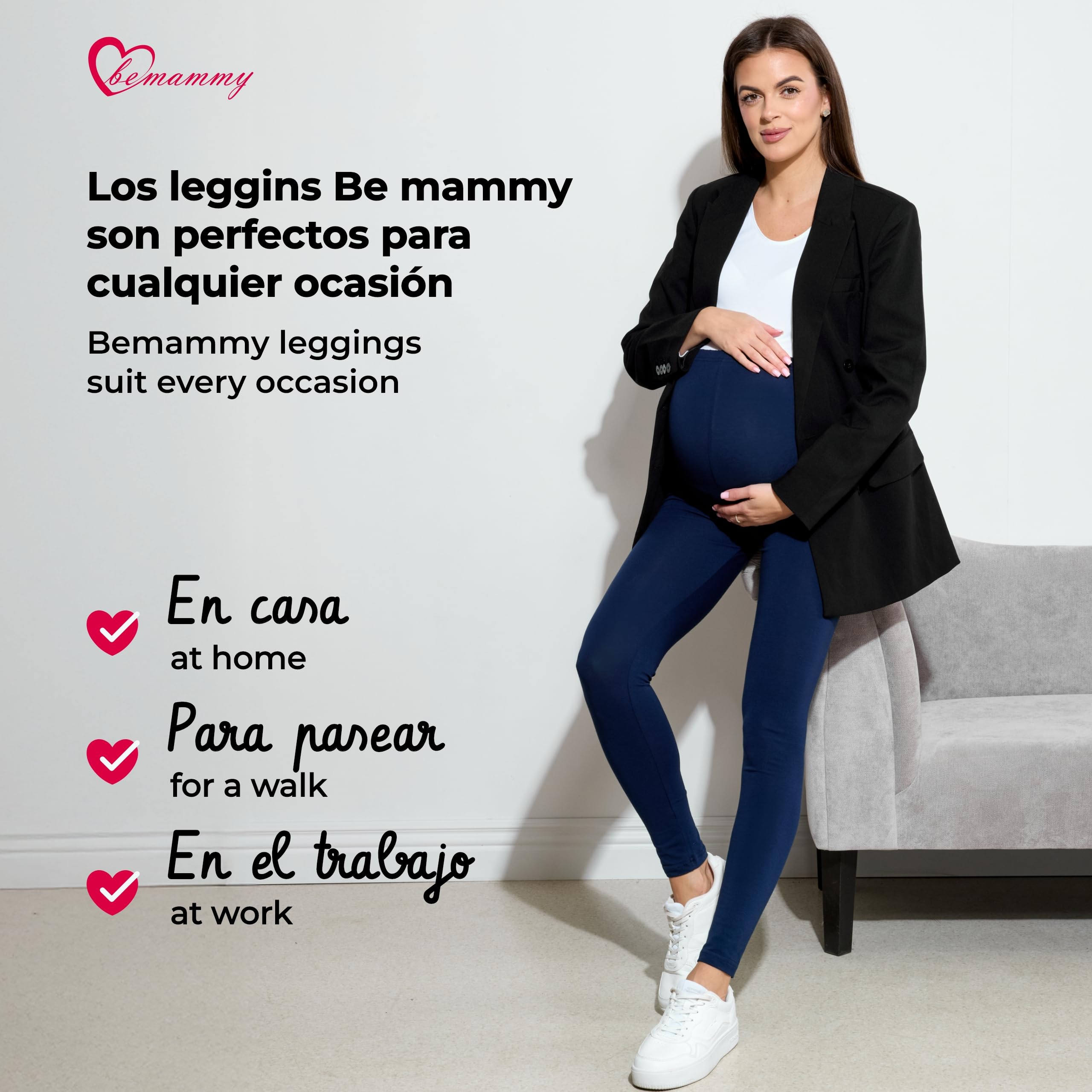 Be Mammy Lote de 2 Leggins Premamá Embarazo Ropa Deporte BE20-230