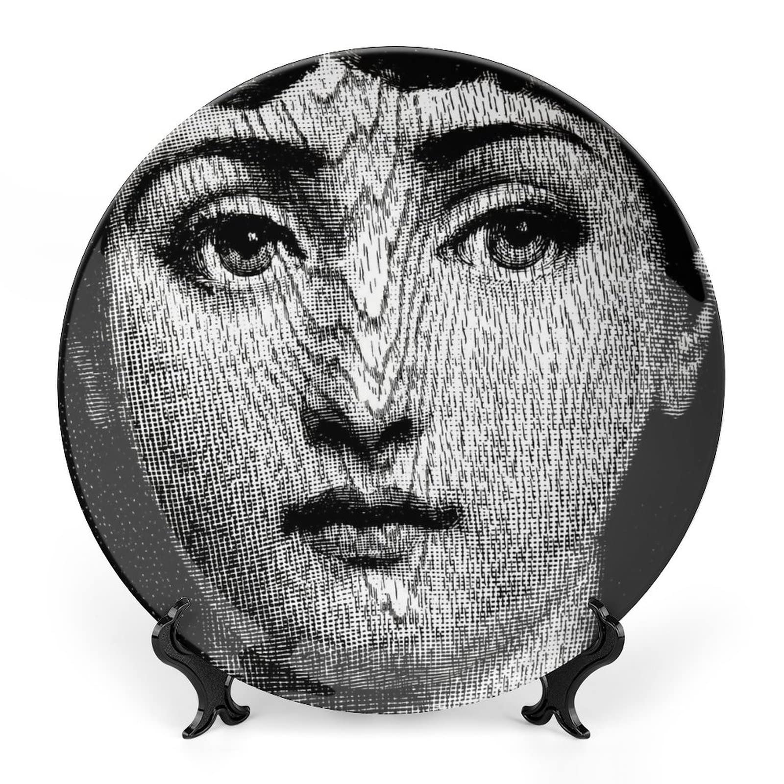 Lina Cavalieri Plate, Wall Decorative Plate, Mysterious Face Plate Wall Hanging Decoration,Including Bracket And Special Spring HooK,C24,7inch