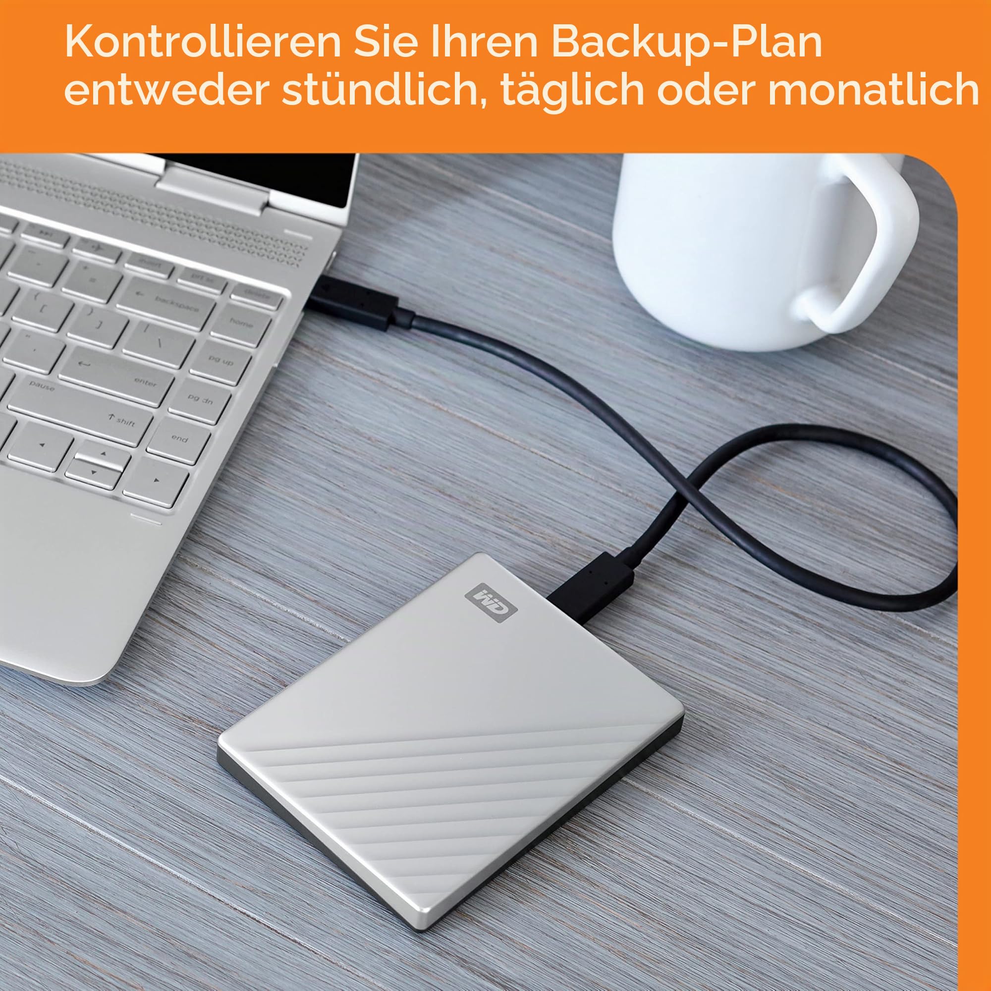 WD My Passport Ultra externe Festplatte 4 TB (mobiler Speicher, Metallgehäuse, herunterladbare Software, automatische Backups, Passwortschutz) Silber - auch kompatibel mit PC, Xbox, PS4 und PS5