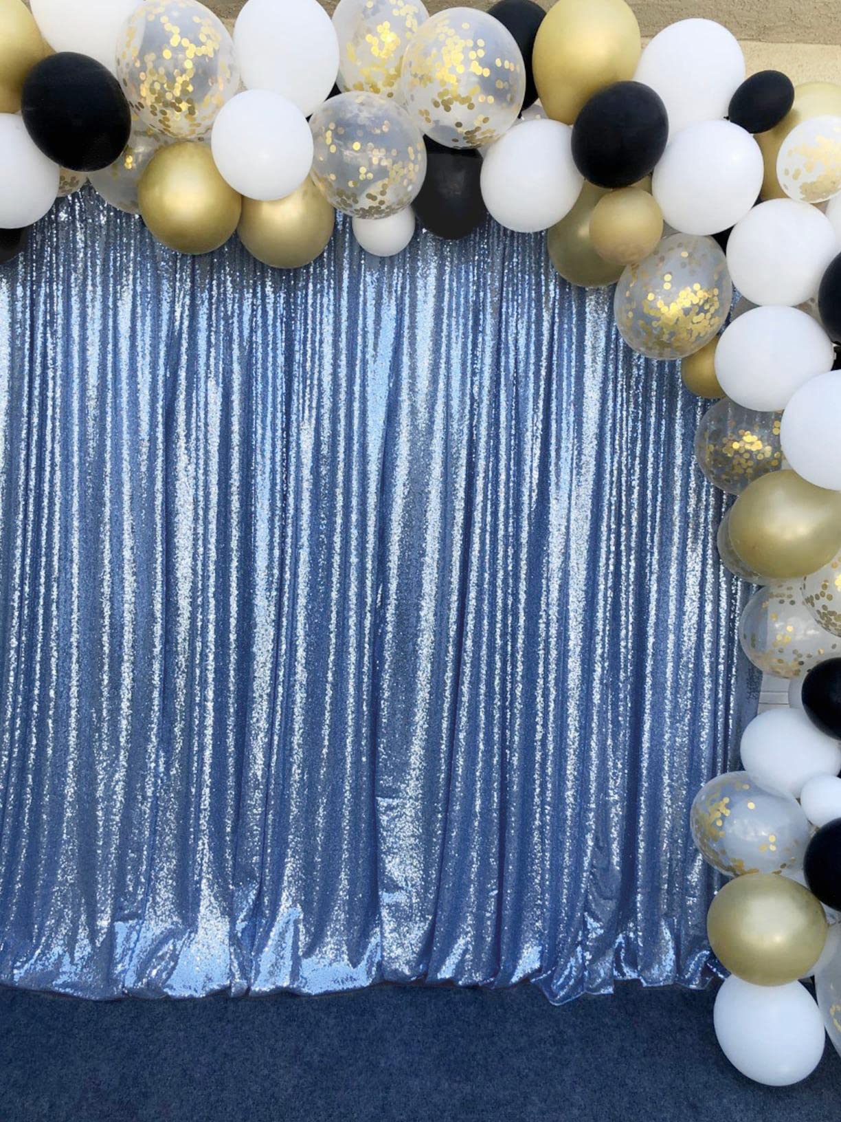 Telón de fondo de lentejuelas azul de 2,4 m x 2,4 m, telón de fondo para bodas, cumpleaños, baby shower, eventos