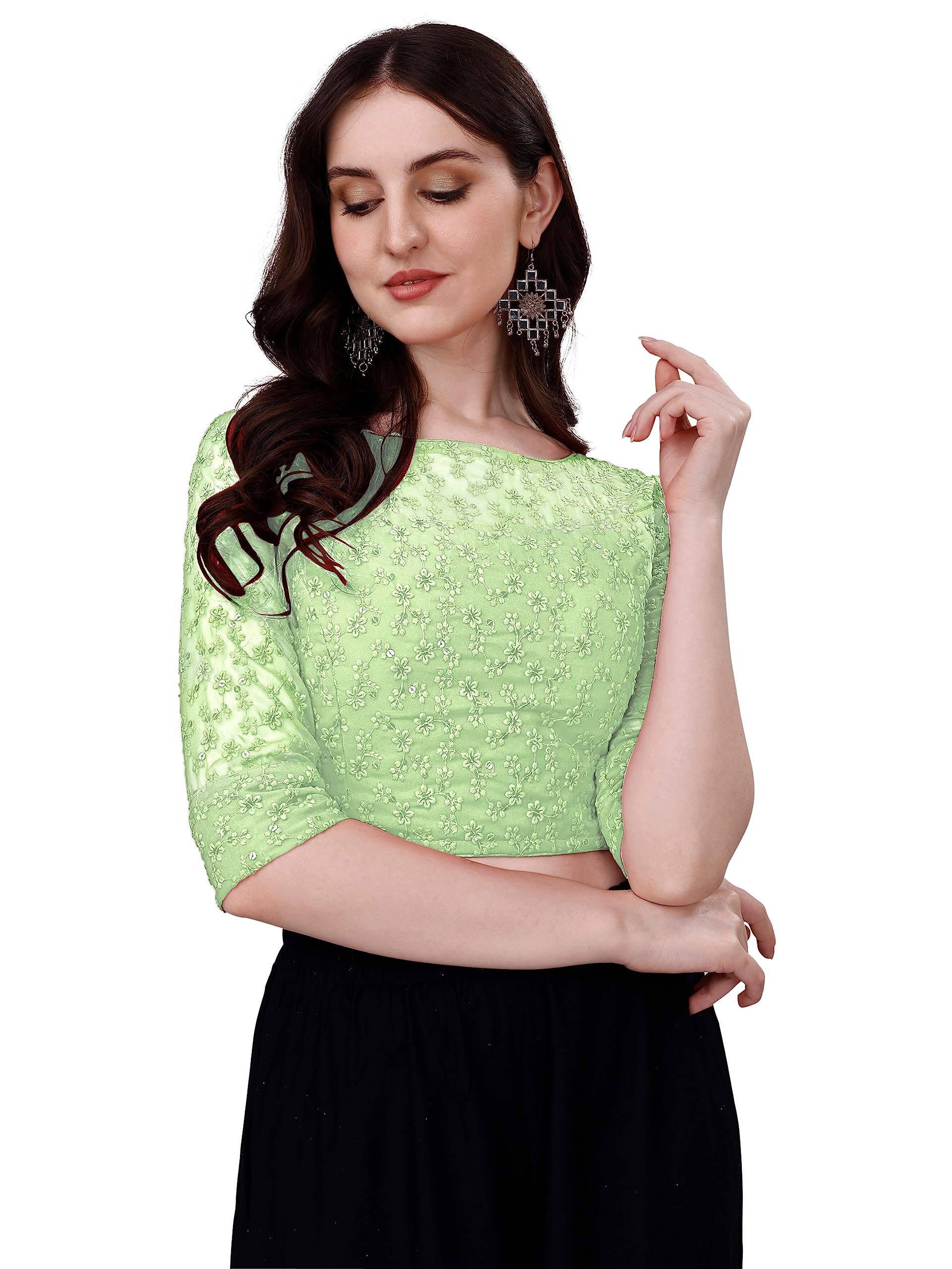 Pujia Mills Blouse For Women Blouse Readymade Stylish Design Blouses For Women Readymade Blouse For Women Stylish Fancy Blouse Stitched Blouse For Women Saree Blouse Pista Colour Blouse Readymade
