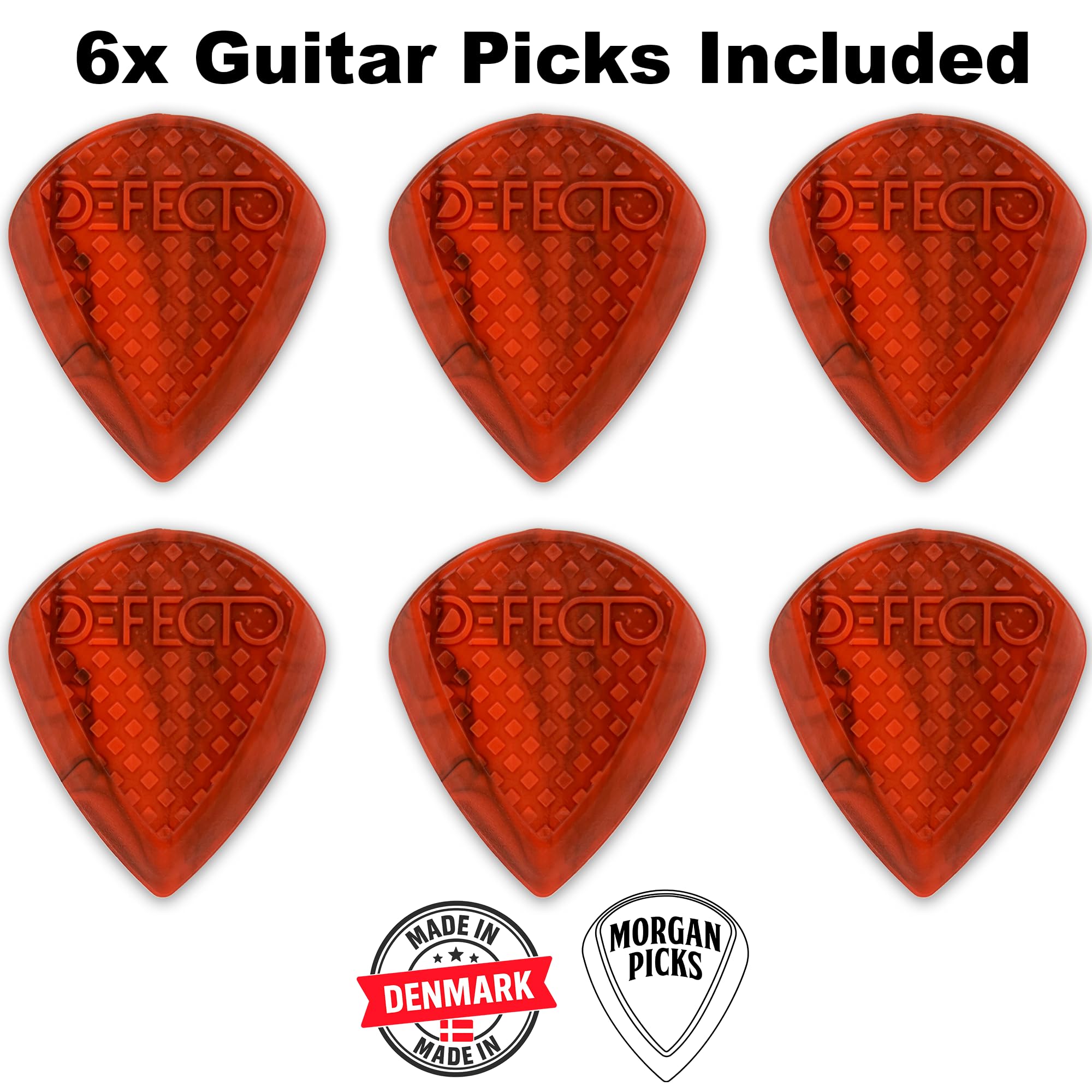 Defecto Plektrum – Signature Guitar Pick z lepszą przyczepnością – gitara do gitary w kolorze czerwonym/czarnym – kostka gitarowa z precyzyjną kontrolą – zaprojektowany z myślą o słońcu