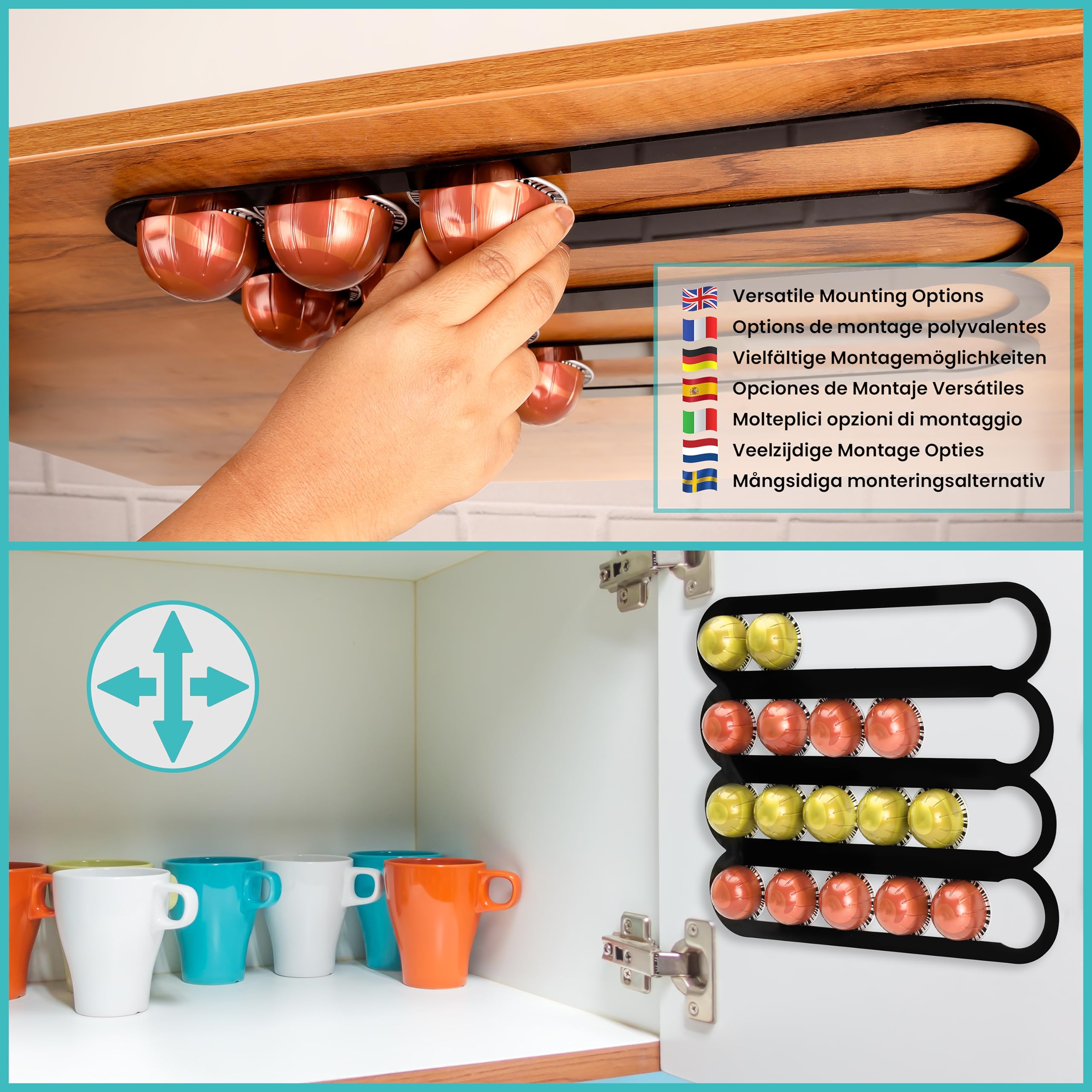 Porta Cialde Caffè Per 20 Capsule - In Acrilico Nero, Adesivo O Da Appoggio - Foto 10