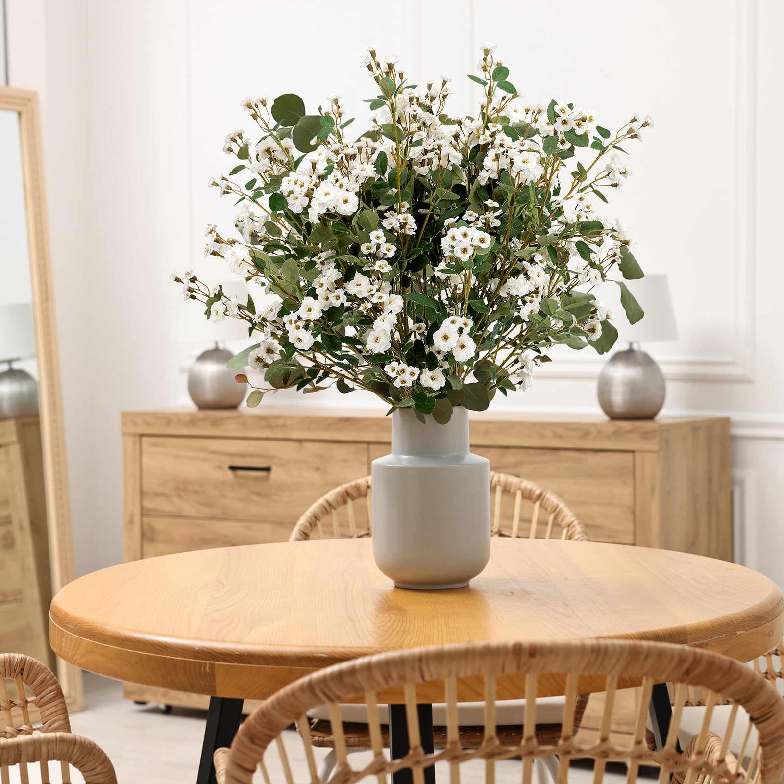 OBDXZHC 6PCS 30.3" Silk Artificial Rose Flowers Fake Flower, Faux Roses for Vase, Long Stems White Rose Arrangements for Shop Wedding Garden Office