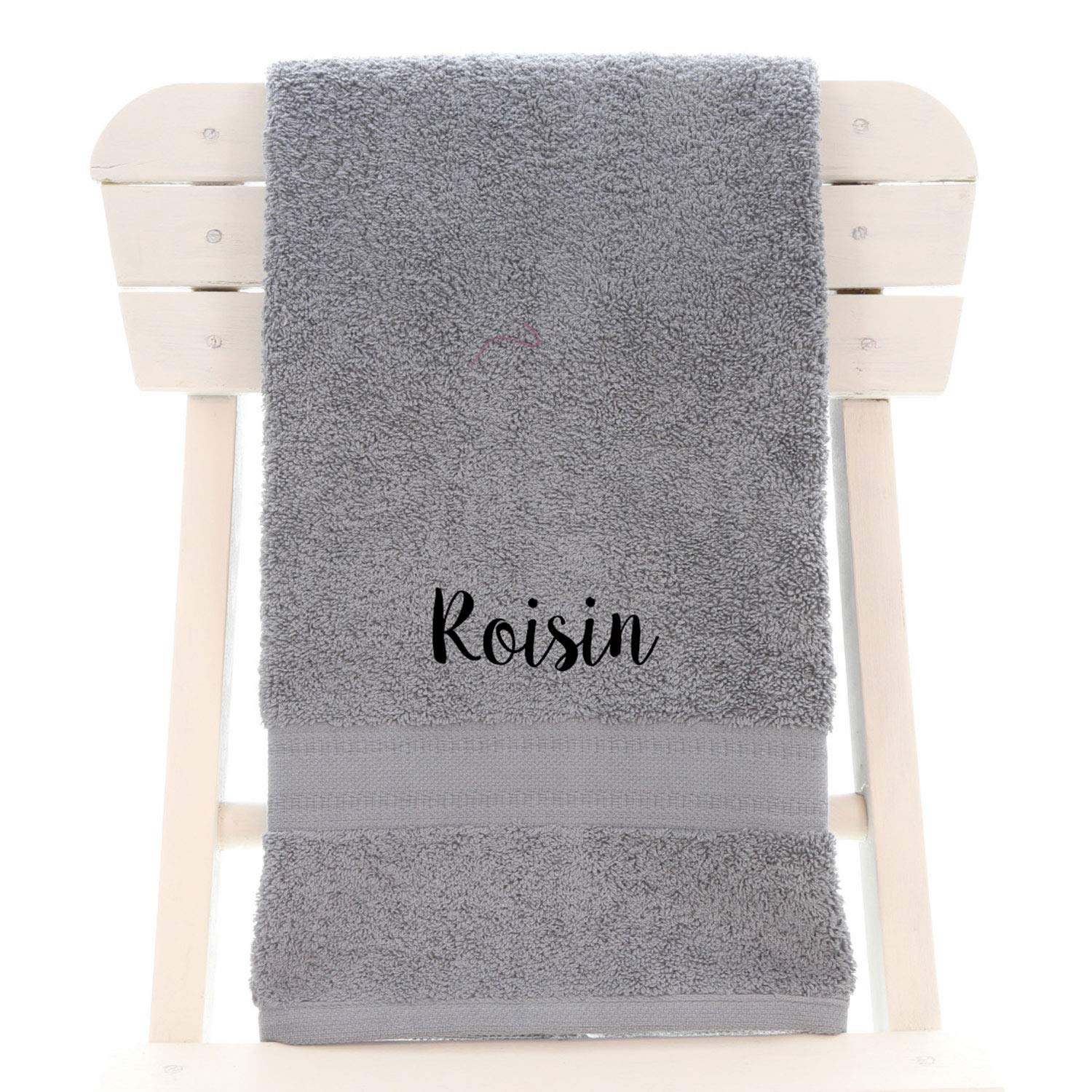 aztex Personalised Children's 100% Cotton Bath Towel with Name Only, 550gsm, 70cm x 130cm - Slate โ image 1