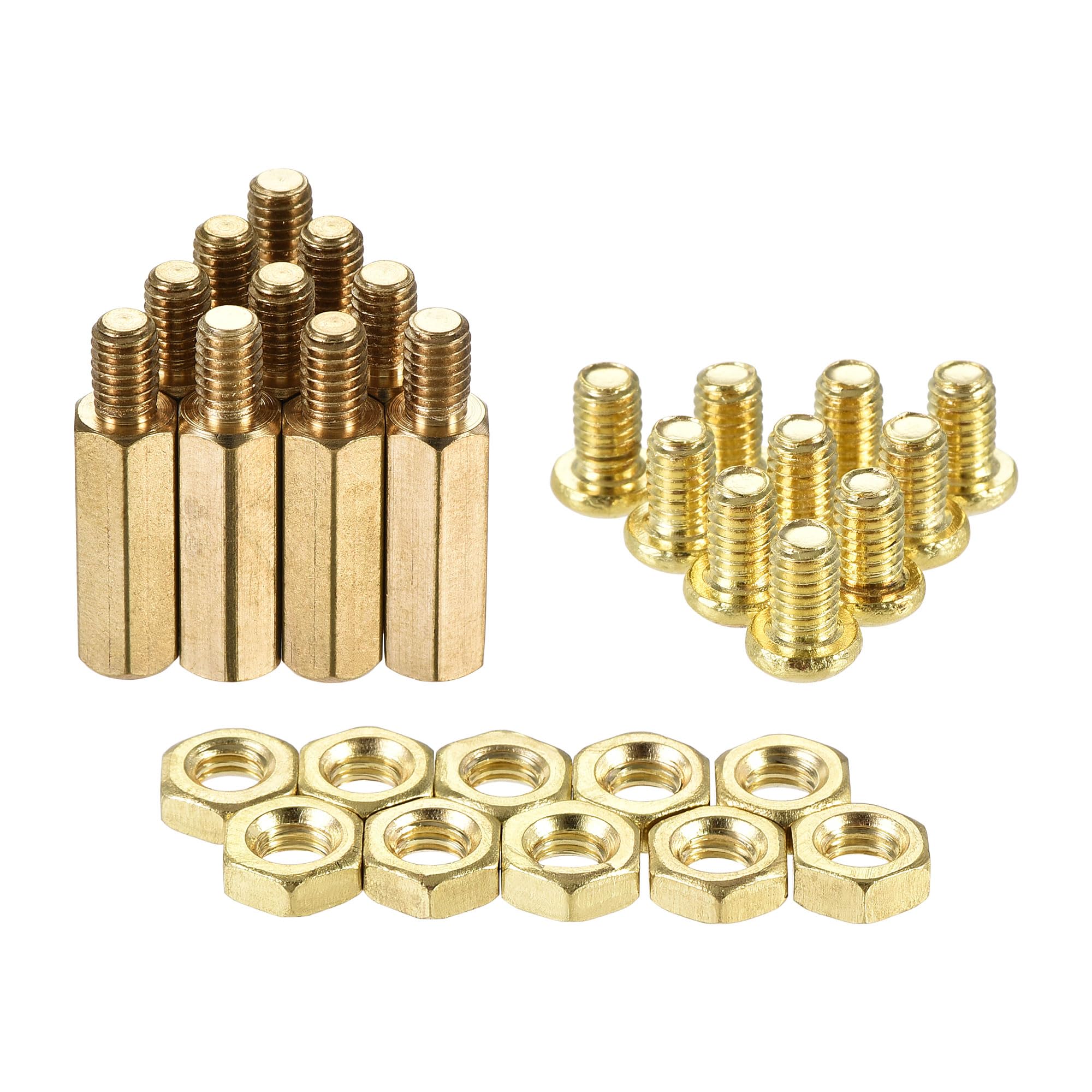uxcell M4 Hex Brass Standoff Spacer 17mm+6mm Male-Female Threaded Pillar Screw Nut Kit for PCB Motherboard Computer Circuit Board, 10 Sets-image-17