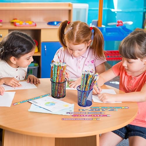 Miniatura 8 de 60 lápices motivacionales a granel, lápices escolares inspiradores de arco iris para el aula, bonitos lápices con frases positivas de aliento,