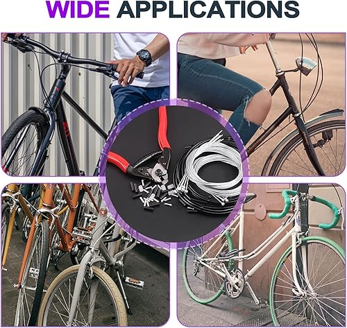 Miniatura 7 de Swpeet Carcasa universal para cable de cambio de bicicleta, 67 unidades, con kit de cortador de cables de bicicleta, tapas de extremo de cable de