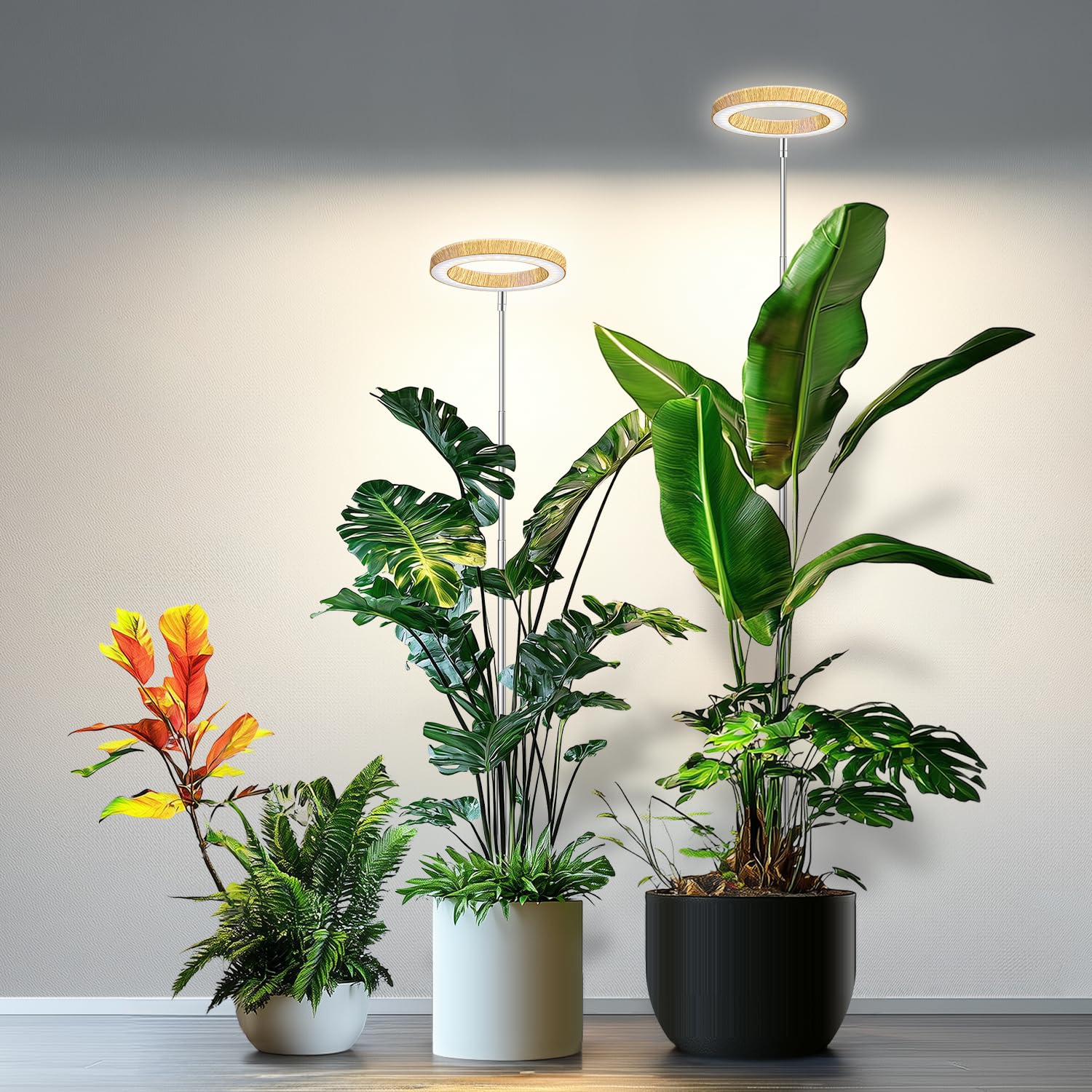 Kullsinss Luces de cultivo para plantas de interior, luz de crecimiento de plantas de espectro completo con temporizador de 6/12/16 horas, 3 modos de color, 5 brillo, lámpara de crecimiento ajustable