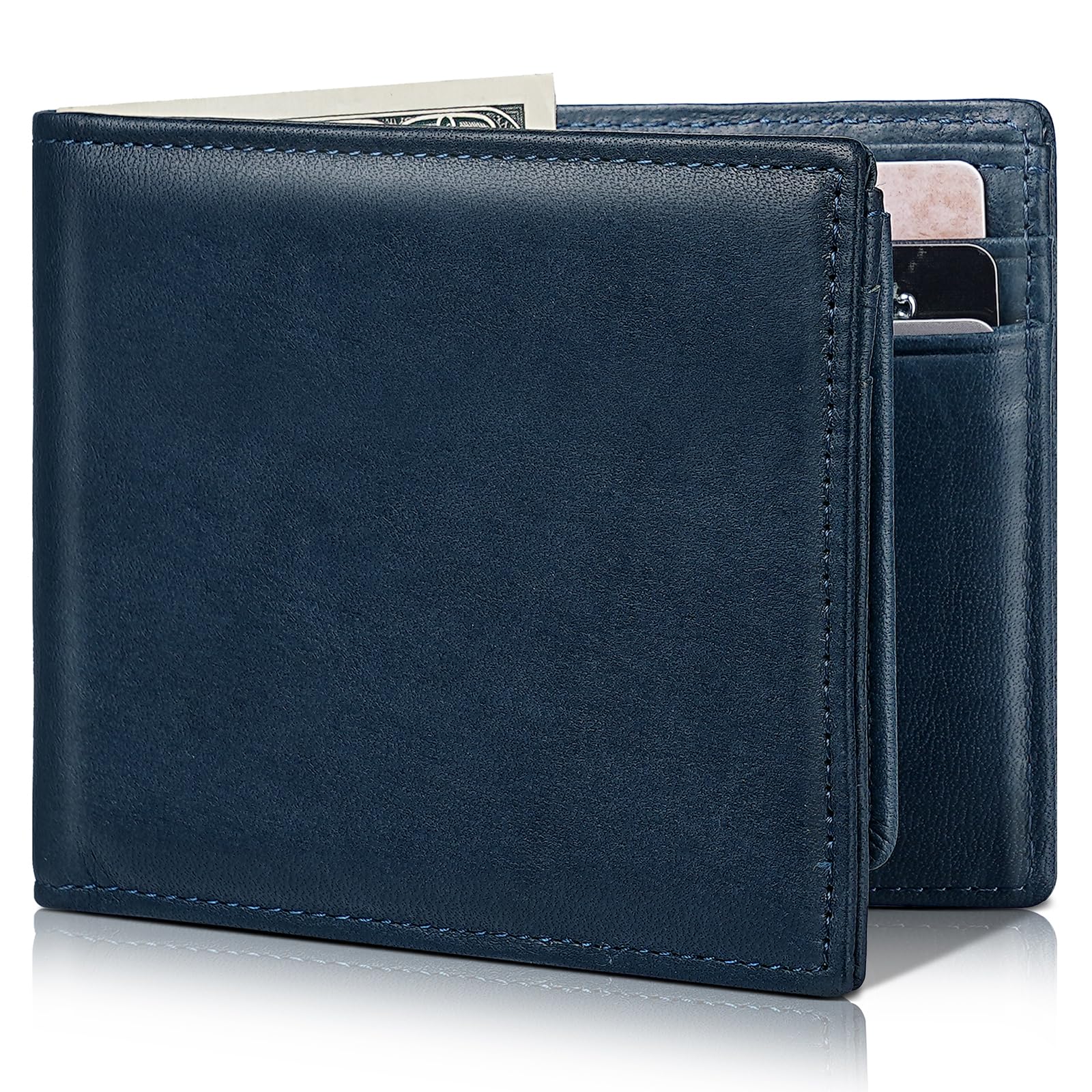 Artpaxy Mens Wallet Bifold Genuine Leather RFID Blocking Wallet for Men with 2 ID Windows 12 Card Holders 2 cash pockets 1 Gift Box