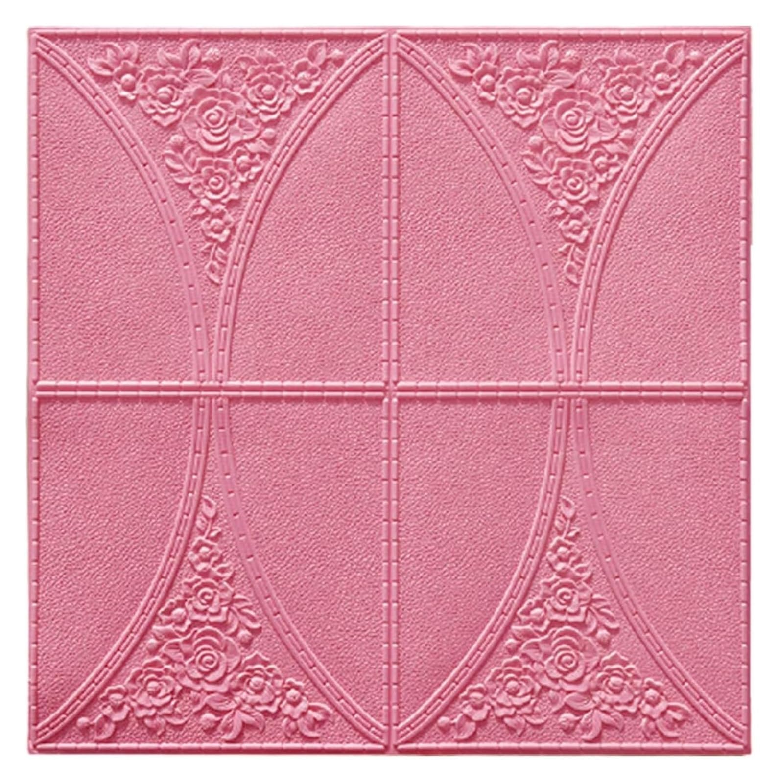 Wall Panel，3D Wallpaper for Living Room, Bedroom, 70X70cm Peel and Stick Panels, 10Pcs(Roze)