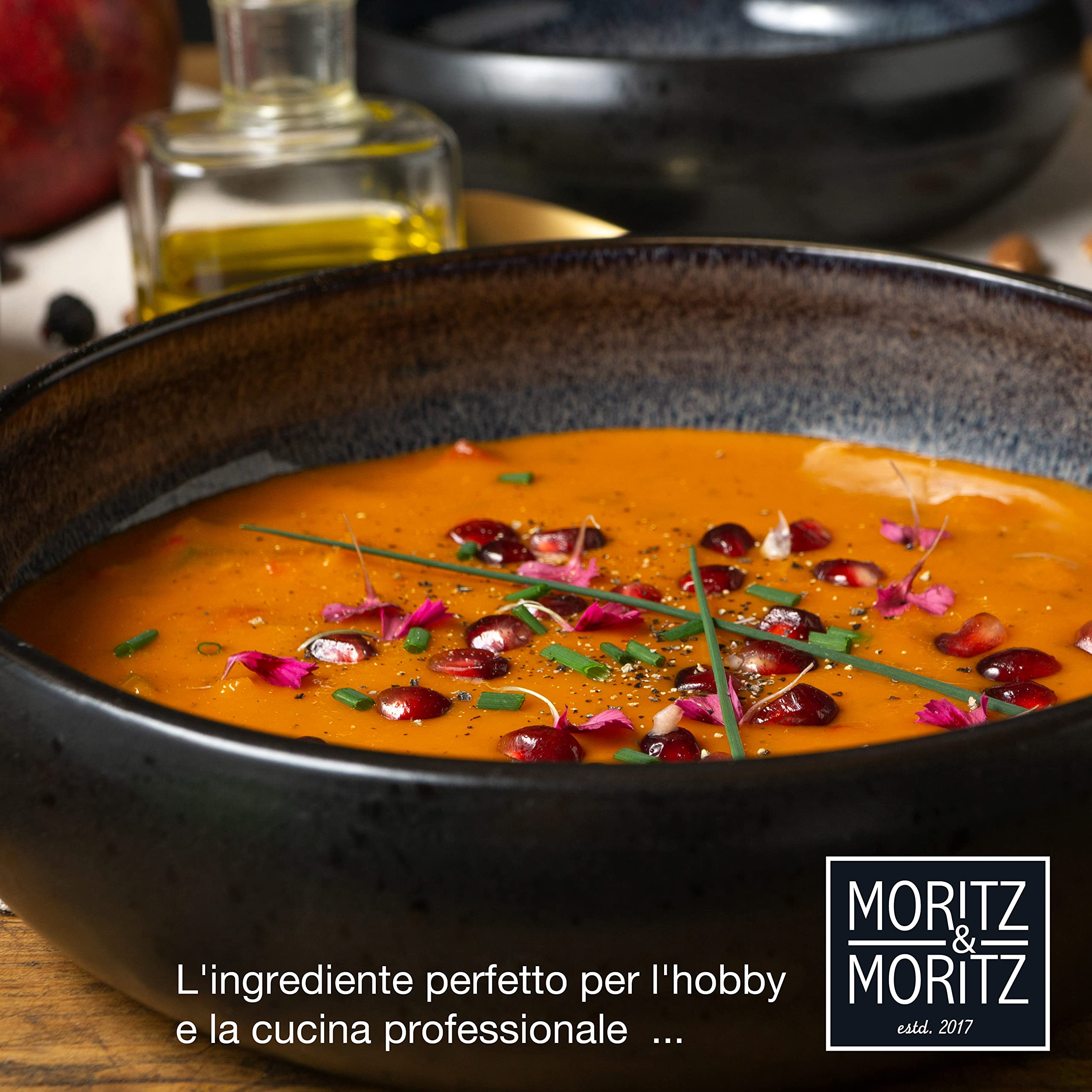 Moritz & Moritz SOLID Set con quattro piatti fondi da 19 cm in gres porcellanato per zuppe, primi piatti, insalate e molto altro