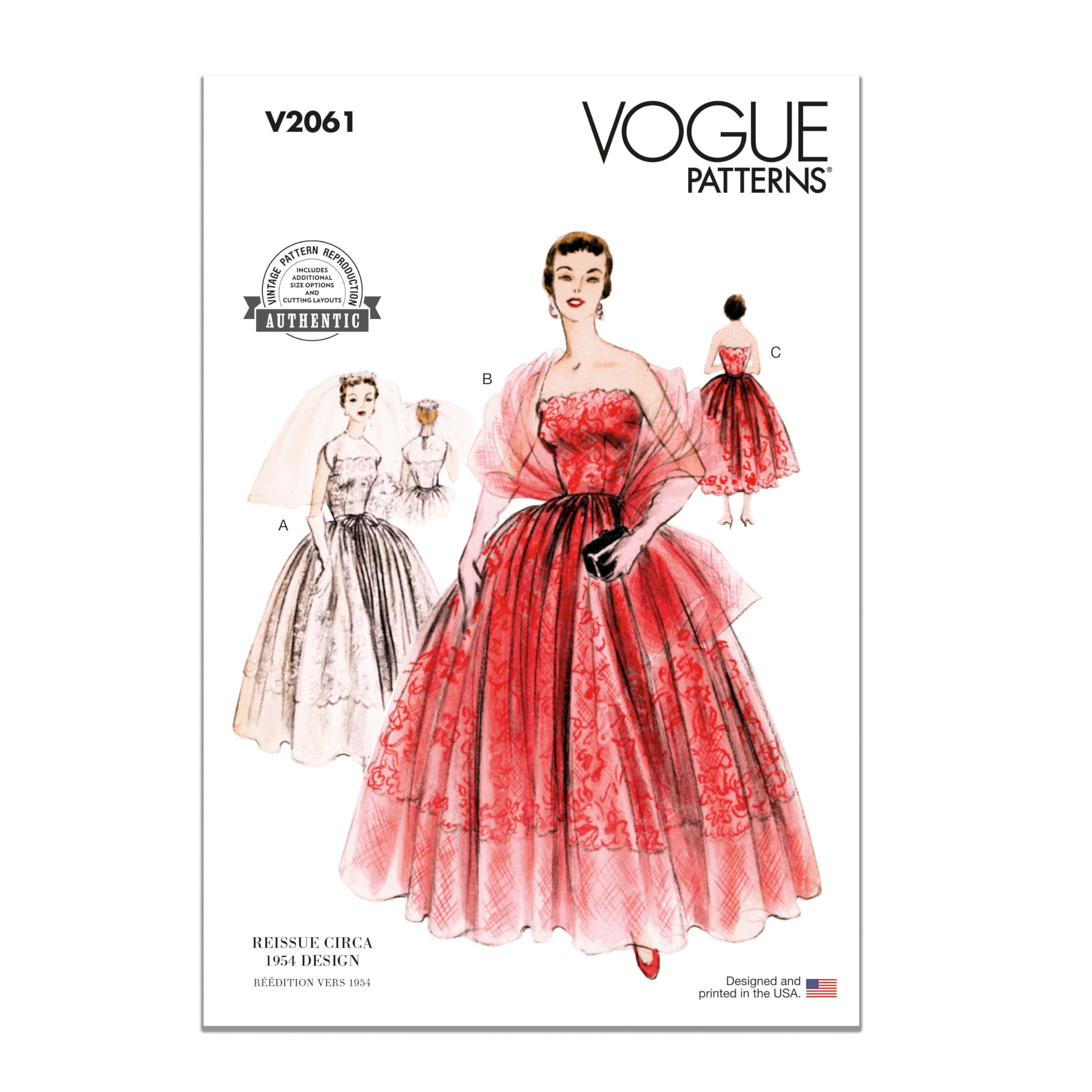Patron de robes et d'étole Vogue V2061B5 couture robe de cérémonie femme taille 36-44