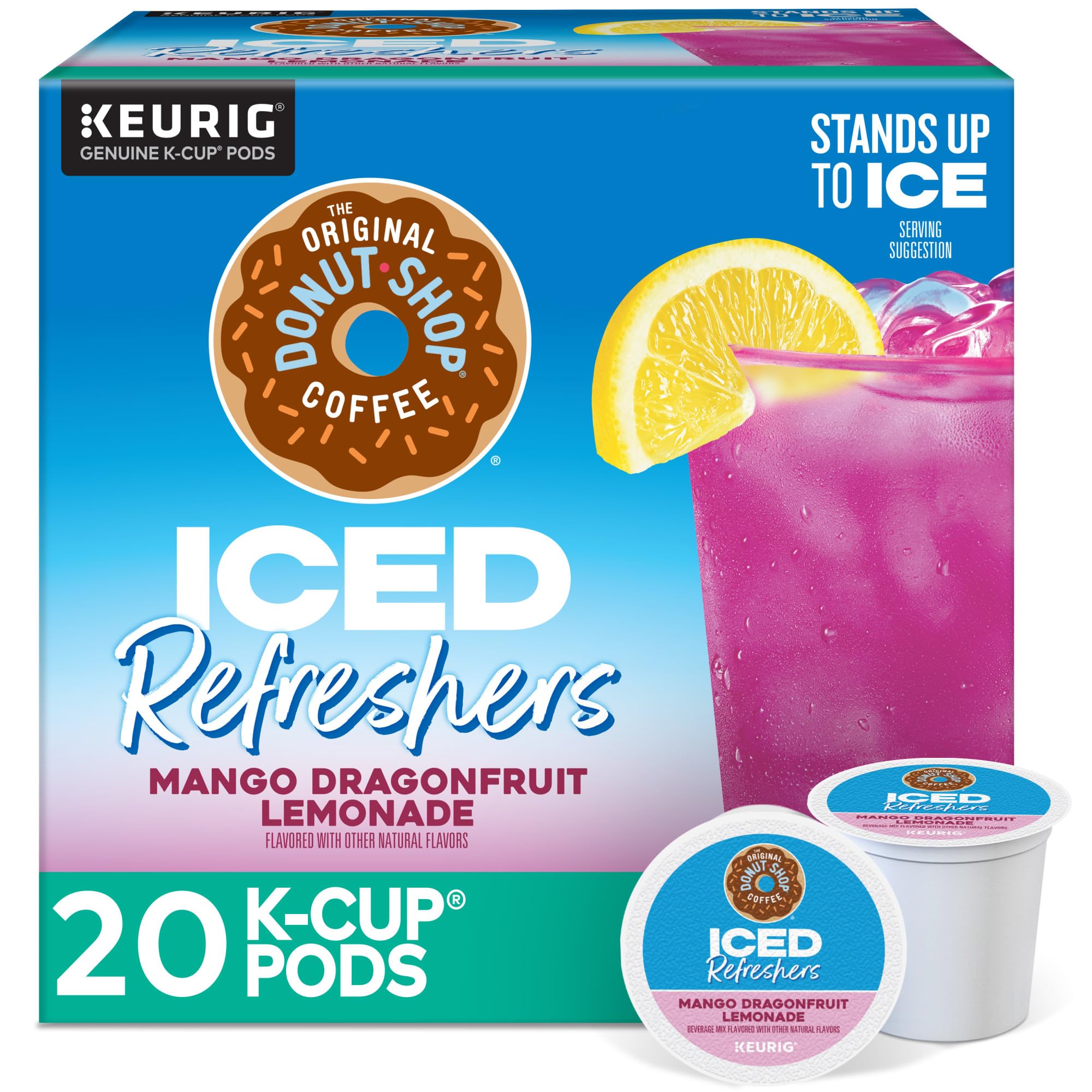 The Original Donut Shop Iced Refreshers, Mango Dragonfruit Limonade, Brew Over Ice Single Serve Keurig K-Cup Pods, 20 Stück Box