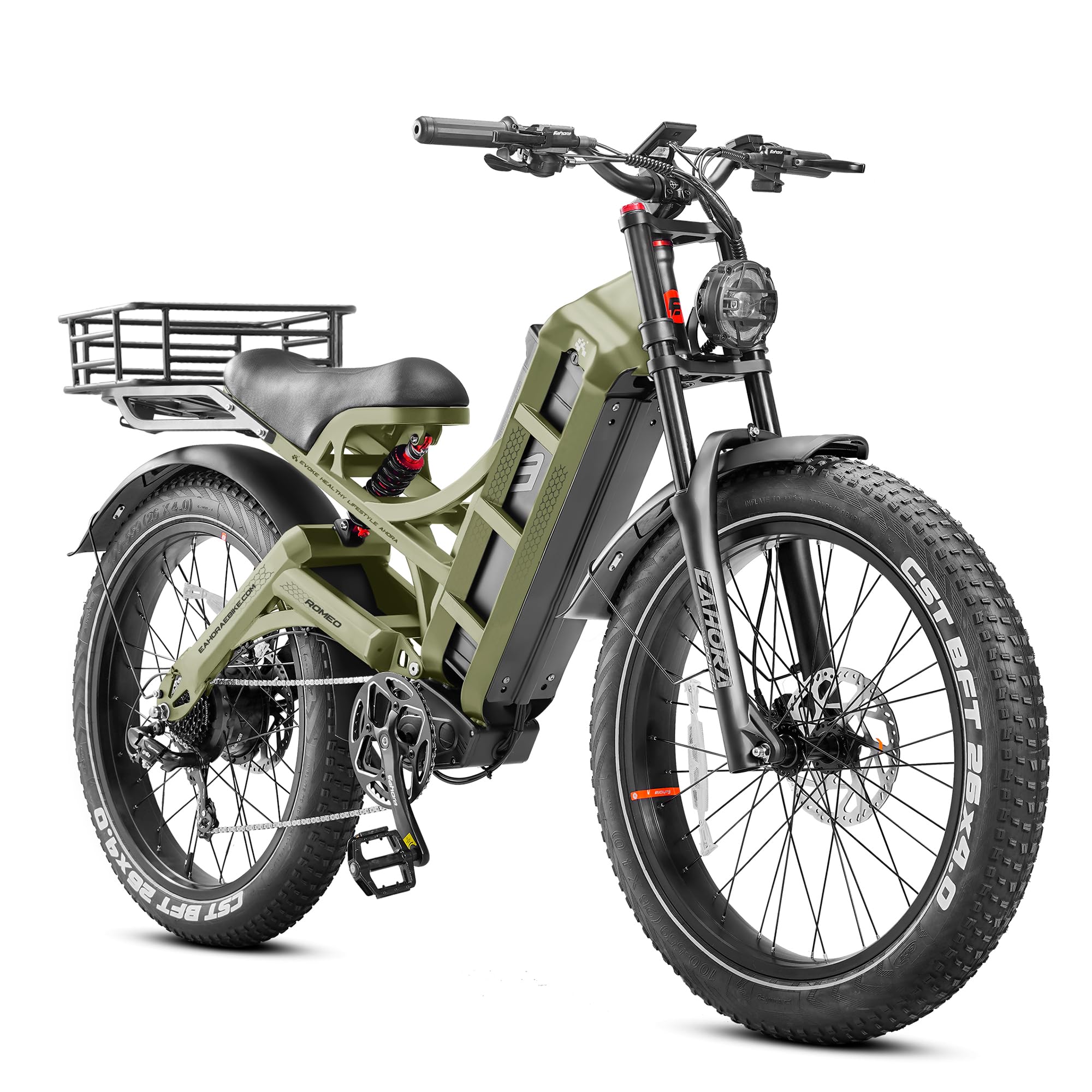 Romeo Pro II 1600W/4000W Electric Bike for Adults 52V 60AH/70AH Long Range Dual Motor Electric Mountain Bike Dual Hydraulic Brakes Full Suspension EBike Colorful Display Electric Bicycle