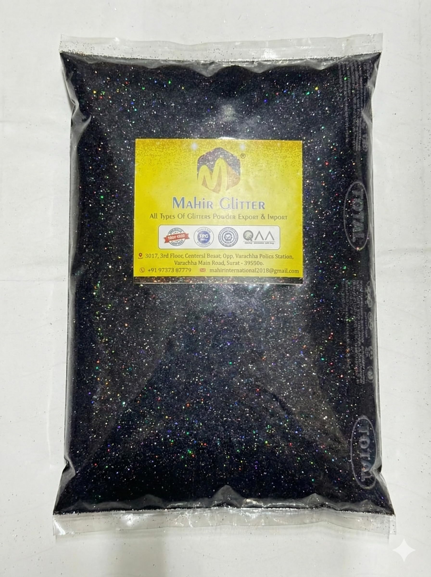 1kg Black Holographic Sparkle | Multi-Purpose Fine Glitter Dust for Art & Craft, Body Art, Tumblers & School Projects
