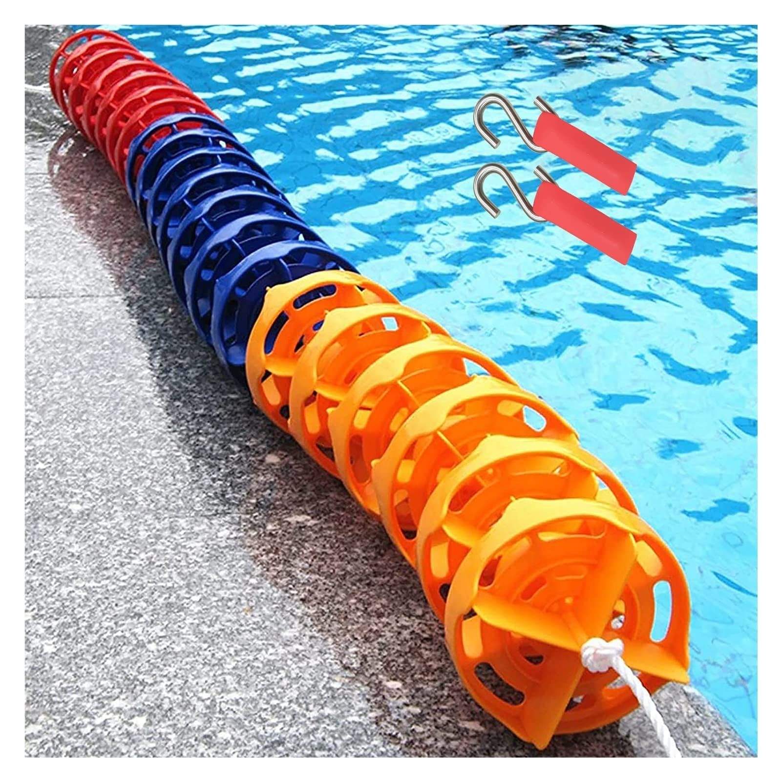 GJMSSMY Floating Pool Safety Divider Lane Line,9M(30FT)-18M(60FT) Floating Pool Divider,Used to Divide Shallow Swimming Competition Lanes,Can Separate Depth，Easy to Install(Steel Wire,18m/60ft)