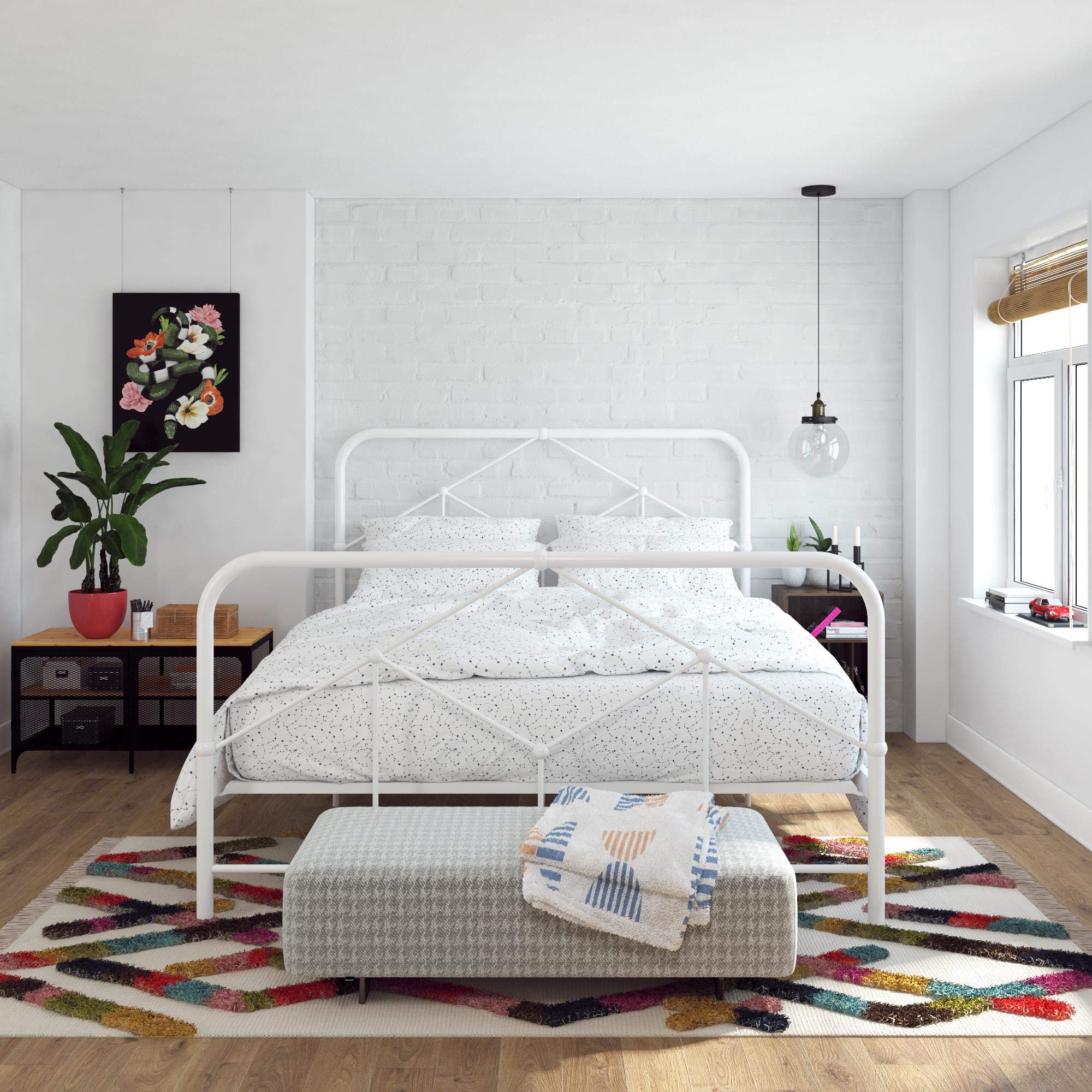 Novogratz (US Francis Farmhouse Metal Bed UK DOUBLE - WHITE