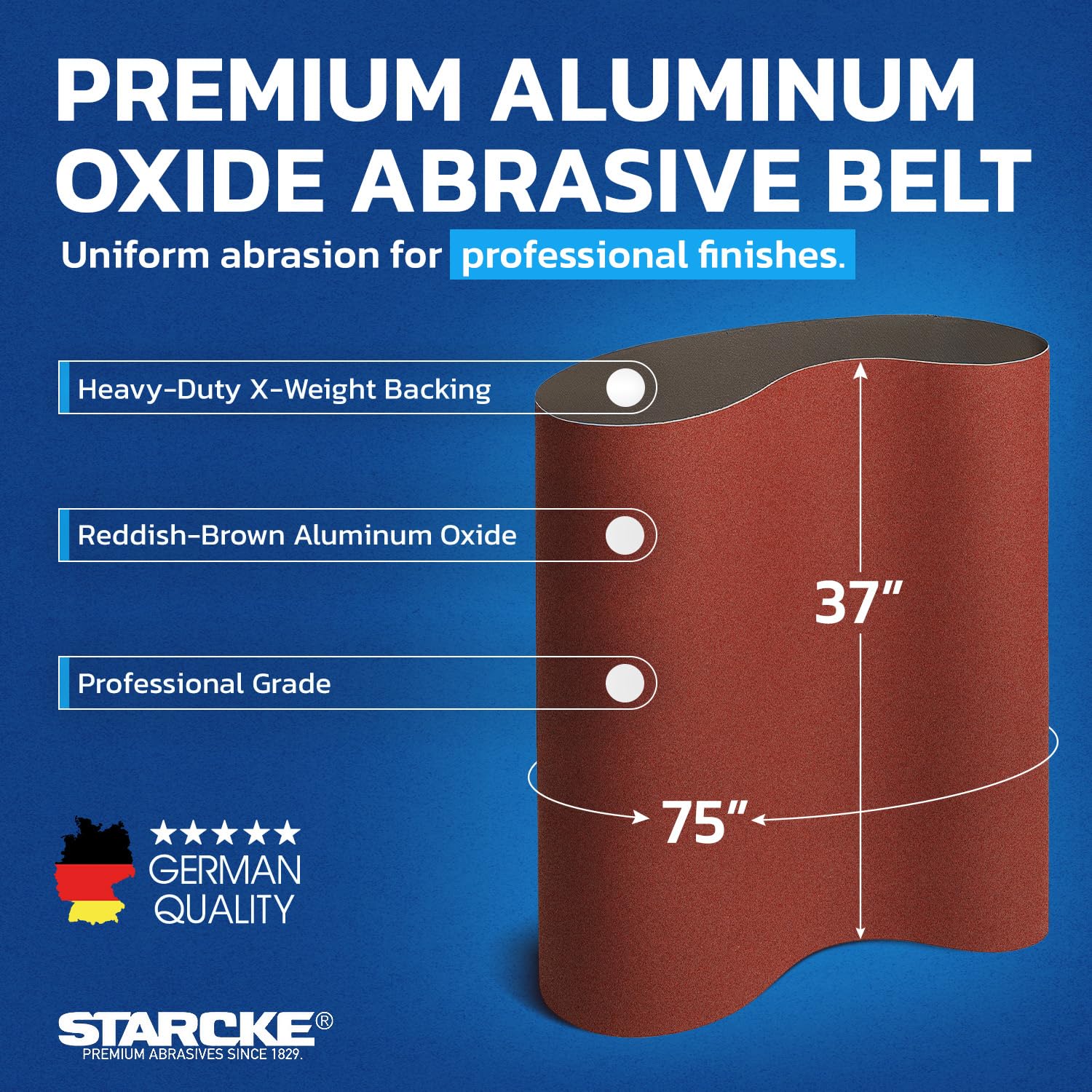 Starcke Bandas de lijado de tela de óxido de aluminio de 37 x 60 pulgadas para lijadoras de acabado de banda ancha (grano 120, 37 x 75 pulgadas)