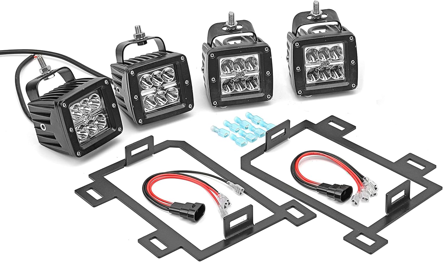 Wsays 3" LED Fog Light Pod Kit with Wiring and Hidden Lower Bumper Brackets for Ram 1500 (2013–2018)